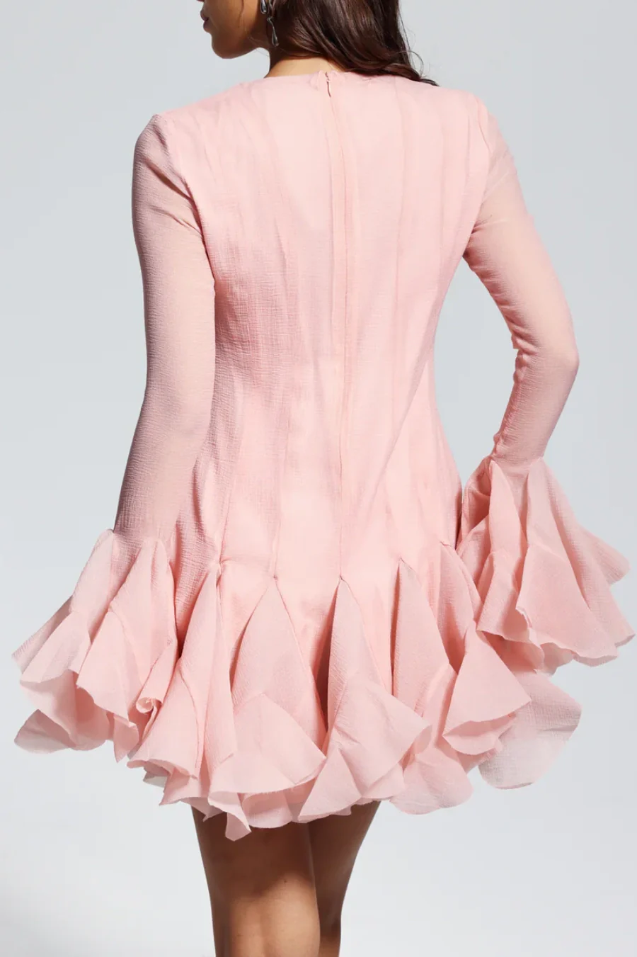 Alberta Semi-Sheer Ruffle Mini Dress in Pink - Flirty & Feminine Summer Outfit for Parties, Dates & Beach Vacations