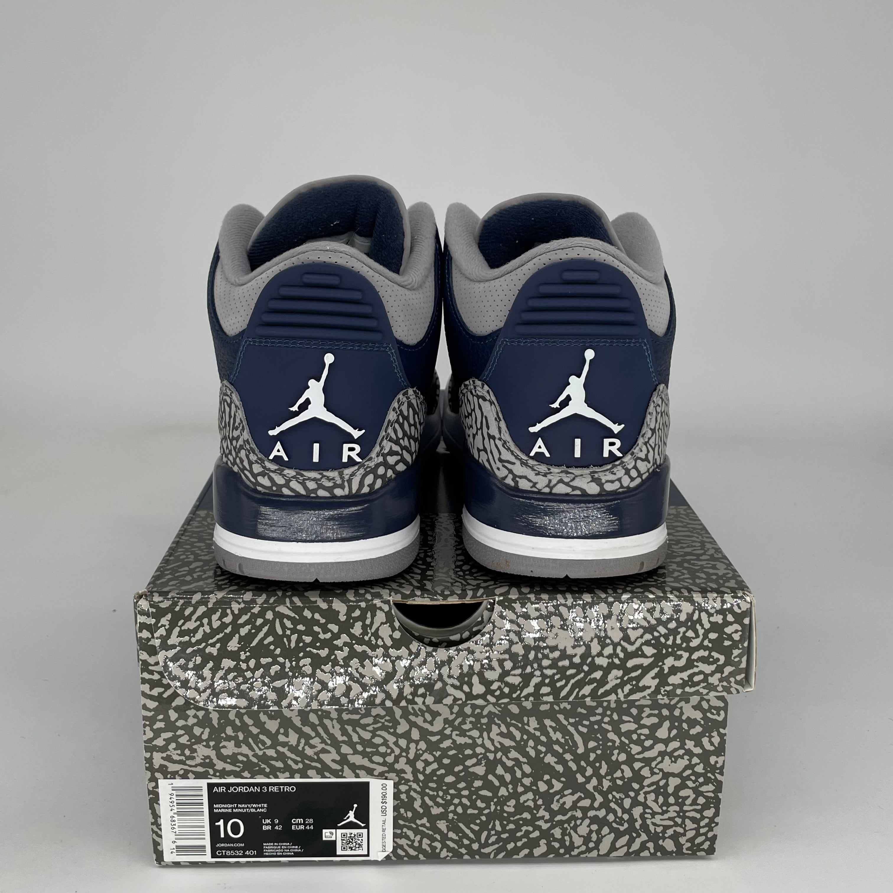 Original Air Jordan 3 Retro 'Georgetown' Men's Basketball Shoes Size 10 - CT8532-401 | Classic Sneakers for Streetwear, Basketball & Casual Wear