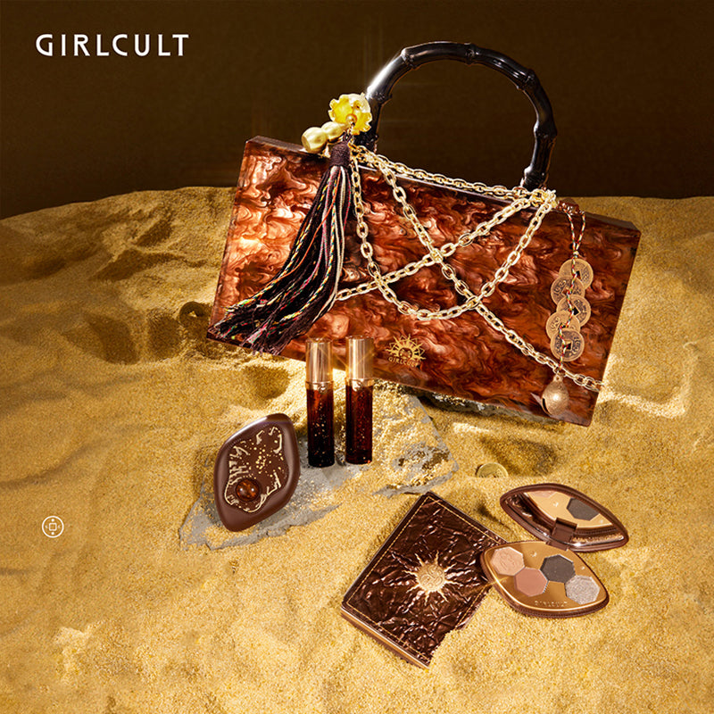 Girlcult Golden Harvest Makeup Gift Box Set - All-in-One Eyeshadow Palette & Lipstick Kit for Party, Date Night & Special Occasions