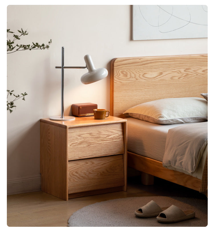 Solid Oak and Ash Wood Nightstand - Sturdy Bedside Table for Bedroom, Living Room, or Guest Room - Perfect for Storage and Decor