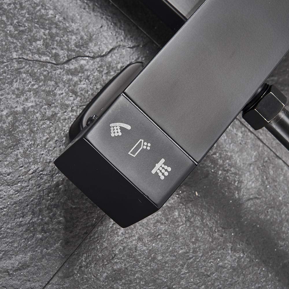 Black Wall Mounted Rain Shower Head with Mixer Tap - Premium Bathroom Shower Faucet Set for Modern Bathtub & Shower Combo | Perfect for Spa-Like Relaxation & Luxury Bathroom Upgrade