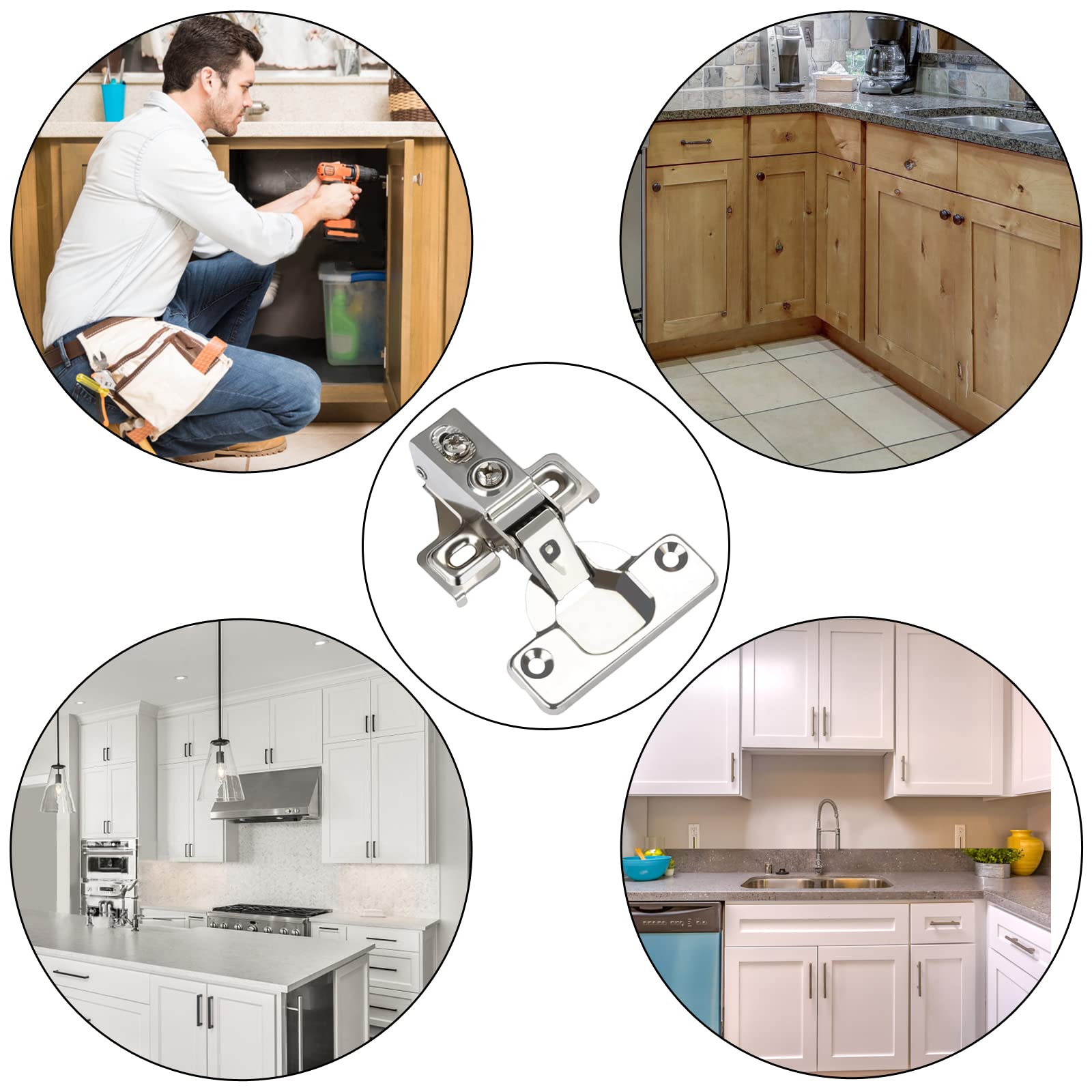 BESTEEL 24 Pack 1/2 Inch Overlay Soft Close Cabinet Hinges - Stainless Steel Concealed Kitchen Cabinet Hinges with Self Closing Mechanism - Includes Hinge Drilling Tool and Manual - Perfect for Kitchen Cabinets, Bathroom Vanities, and Furniture Installation