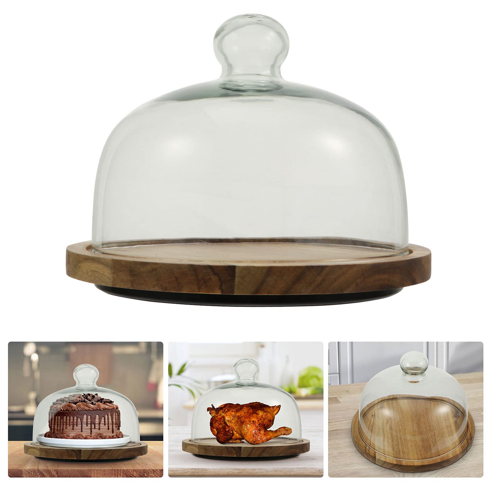 Premium Glass Cake Cover with Tray - Hemoton 12-Inch Clear Cake Dome for Cupcakes, Desserts & Pastries - Perfect for Bakeries, Parties & Kitchen Display