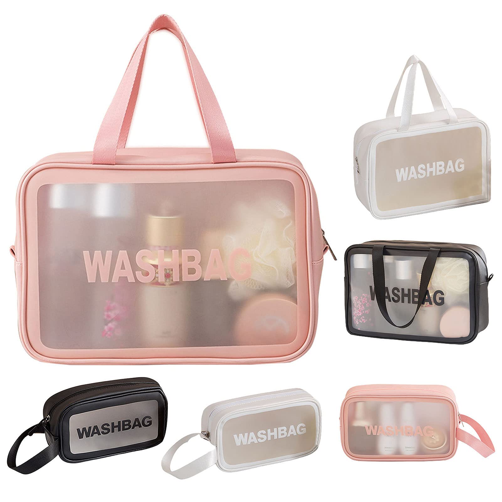 Waterproof PVC Travel Toiletry Bag - Large Capacity Cosmetic Organizer for Makeup, Toiletries & Bathroom Essentials | Stain-Resistant, Durable Sakura Pink Makeup Pouch | Perfect for Vacation, Gym, Business Trips & Daily Use