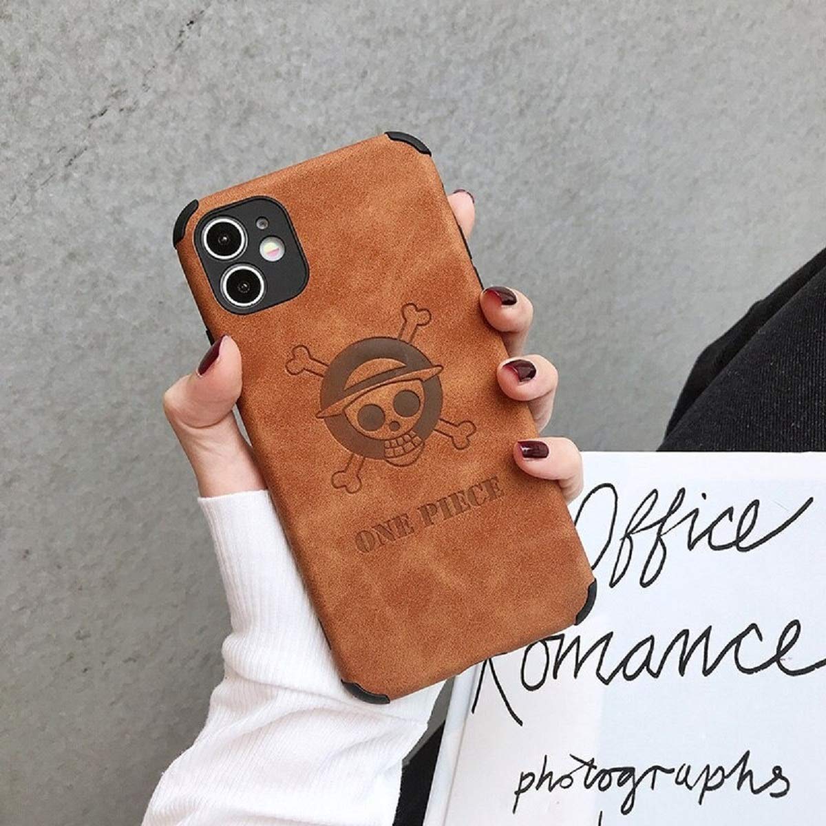 One Piece Anime Monkey D. Luffy Leather Phone Case for iPhone 6/6S/7/8/SE 2020/X/XR/XS Max/11/12 Pro Max/Mini - Soft TPU Leather Back Cover - Perfect for Anime Fans & Cosplay Events