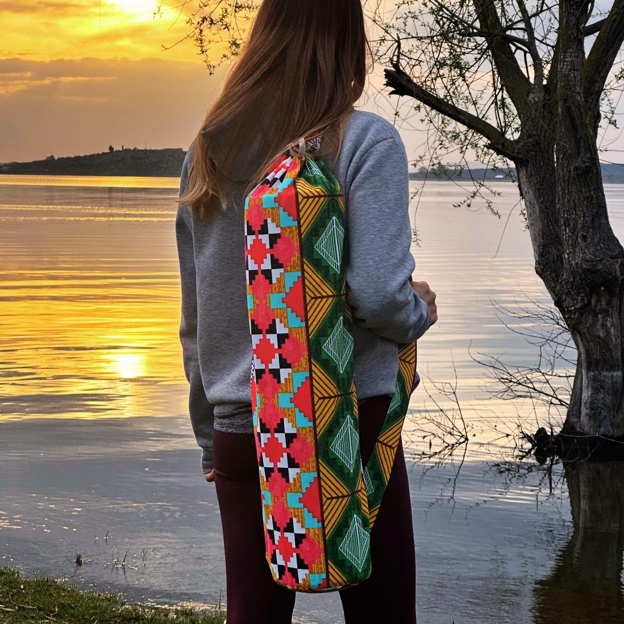 Handmade Yoga Mat Bag - Eco-Friendly Yoga Mat Holder & Carrier for Women & Men - Perfect Yoga Gift & Accessory in Prana Colors - Ideal for Yoga Classes, Travel & Gym