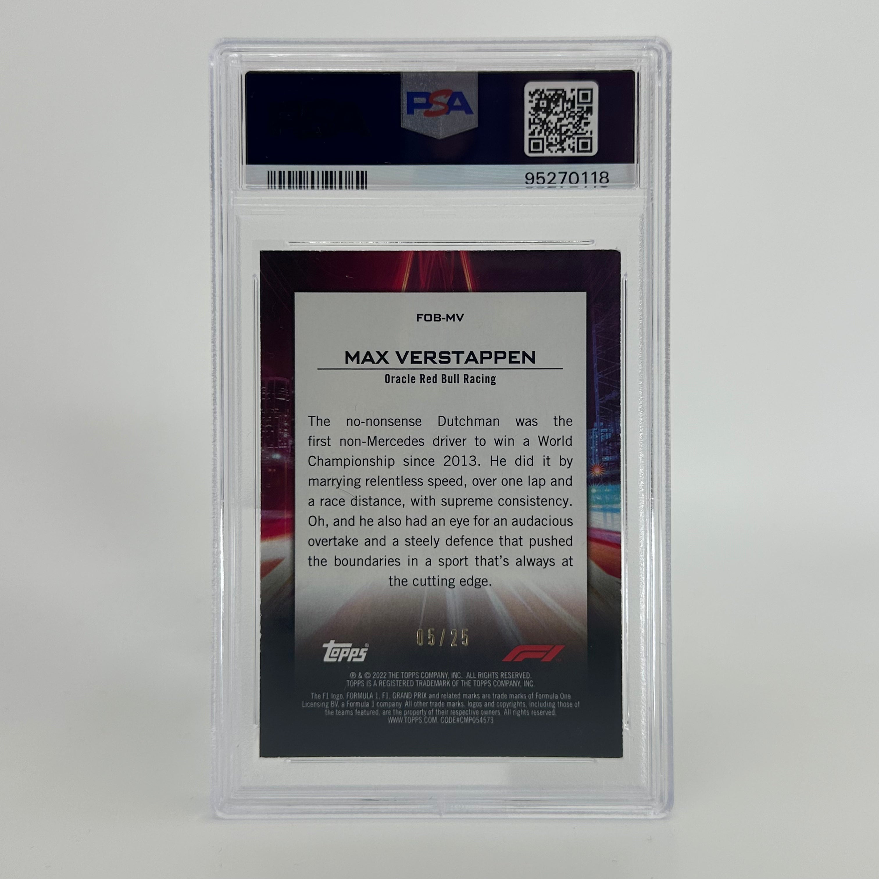 PSA 8 Graded 2005 Max Verstappen #FOBMV Flash Of Brilliance Orange Racing Card - Perfect for F1 Collectors & Racing Memorabilia Displays