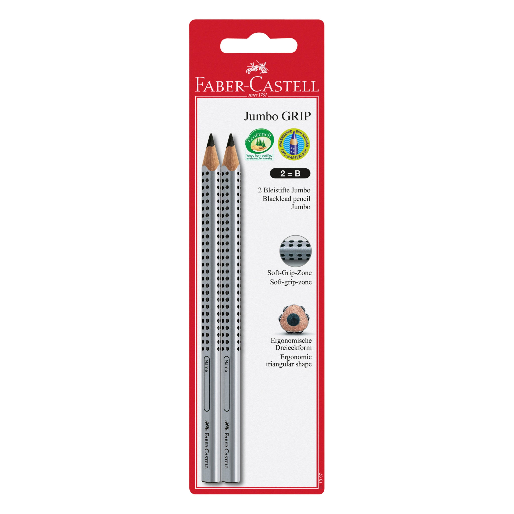 2 Jumbo Grip Graphite EcoPencils - Premium Quality #111997 for School, Office & Art Drawing