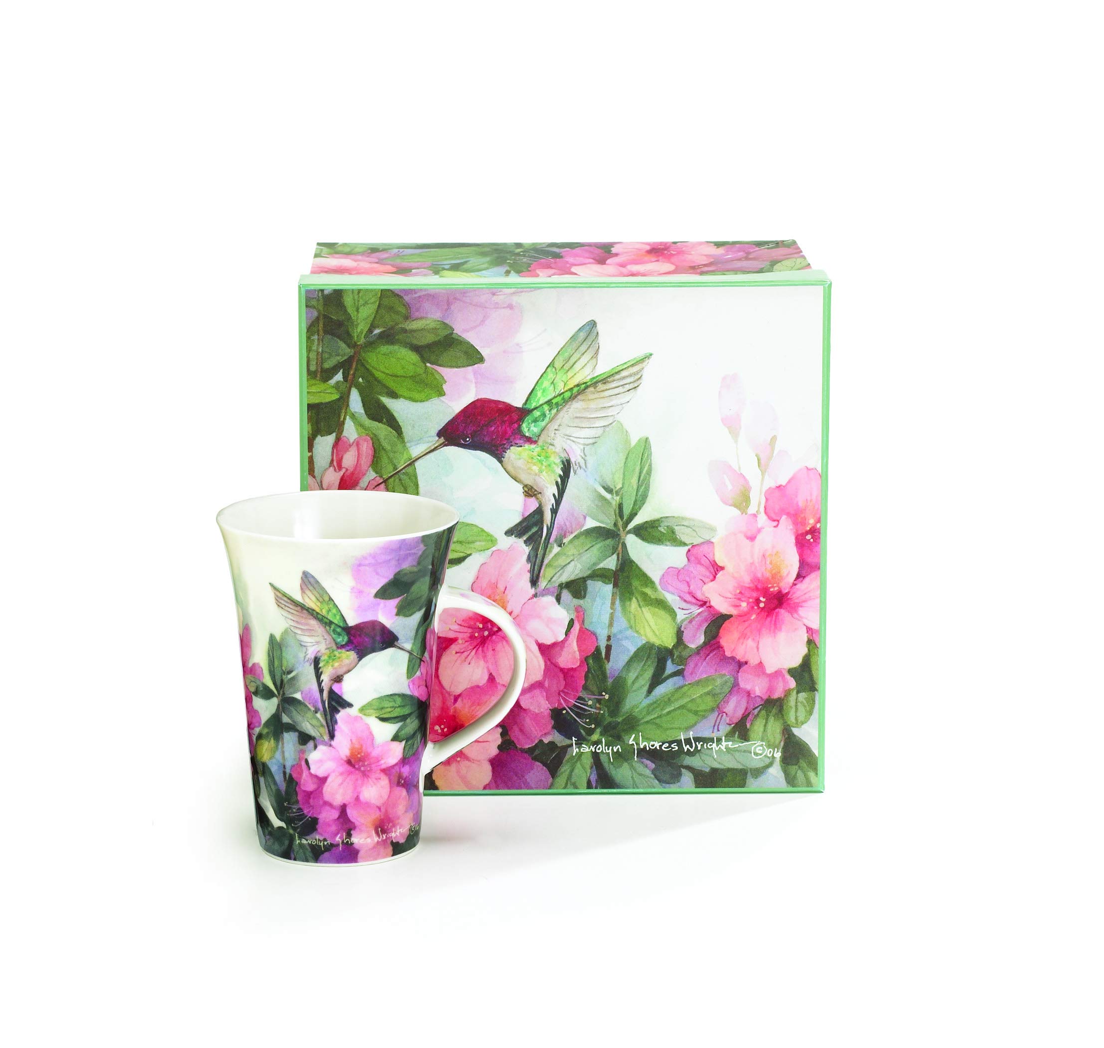 Set of 4 Hummingbird & Azalea Porcelain Coffee Mugs - Artist Carolyn Shores Wright Collection - Perfect for Tea, Coffee & Home Decor Gifts