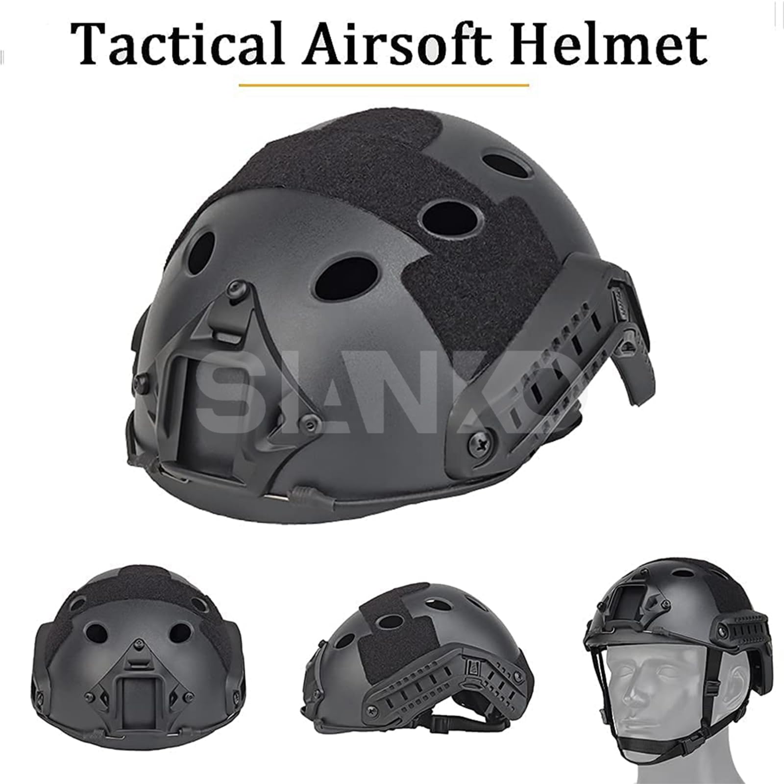 Tactical Paintball & Airsoft Fast PJ Helmet Set with Headset, Helmet Cover, Dummy Flashbang & LED Light - Perfect for Hunting, CQB, CS & Military Simulation Games