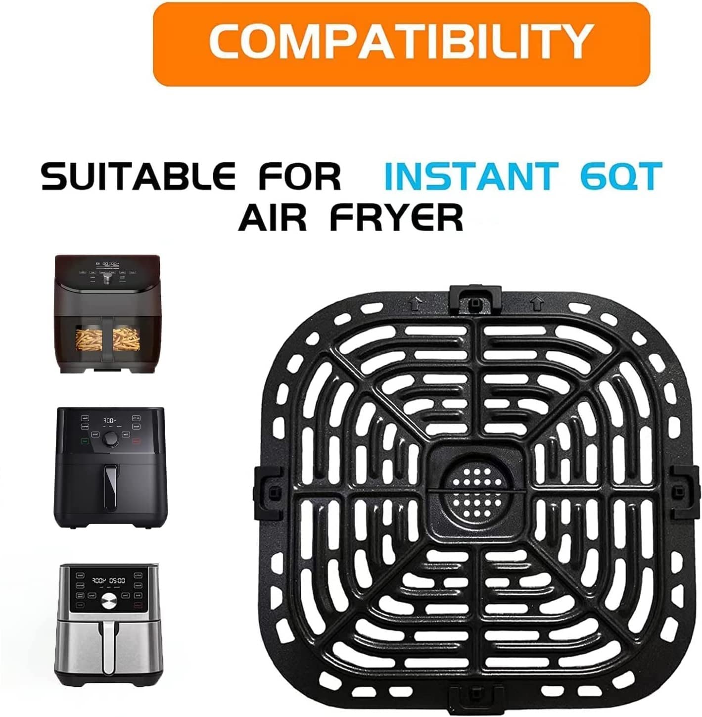Upgraded Air Fryer Crisper Tray & Grill Pan for Instant Vortex Plus 6QT & 5.7QT Air Fryers - Double Layer Coating, Dishwasher Safe - Perfect for Healthy Frying, Roasting & Reheating