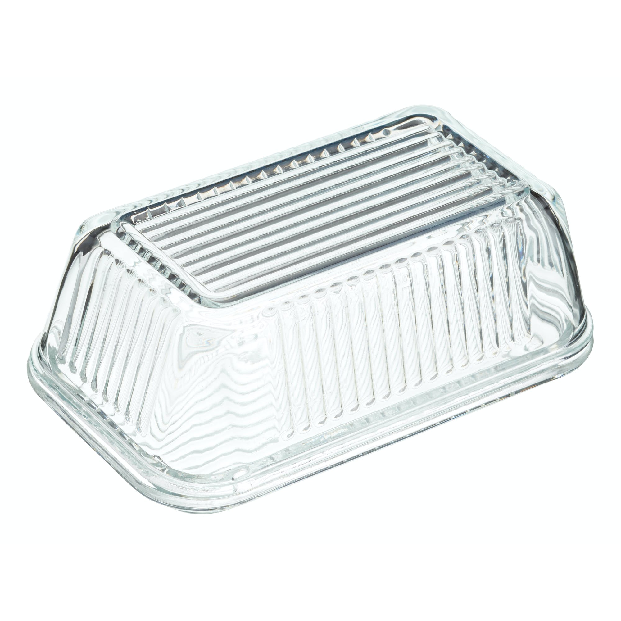 Vintage Style Glass Butter Dish with Embossed Design - Perfect for Dining Tables, Kitchen Countertops, and Gift Giving