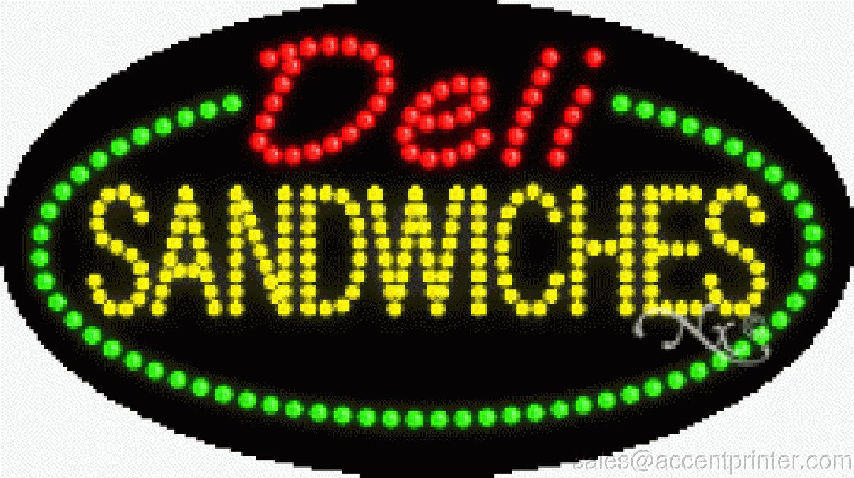 Energy Efficient LED Sign for Deli Sandwiches - Flashing & Animated High Impact Display - Perfect for Restaurants, Cafes, and Food Trucks