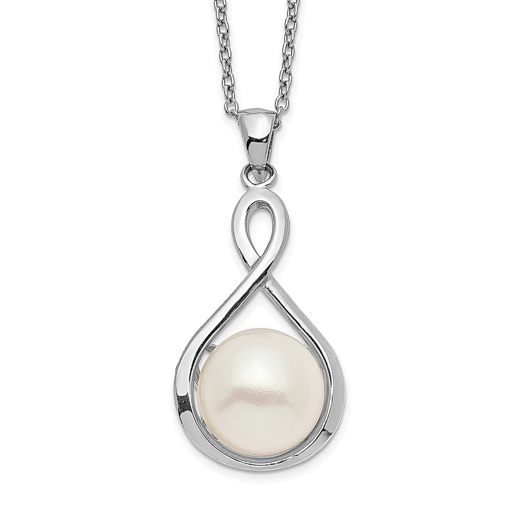 925 Sterling Silver 10mm White Freshwater Pearl Necklace - Elegant Pendant Charm Jewelry for Women | Perfect Gift for Her, Birthday, Anniversary & Special Occasions | Ideal for Weddings, Parties & Everyday Wear