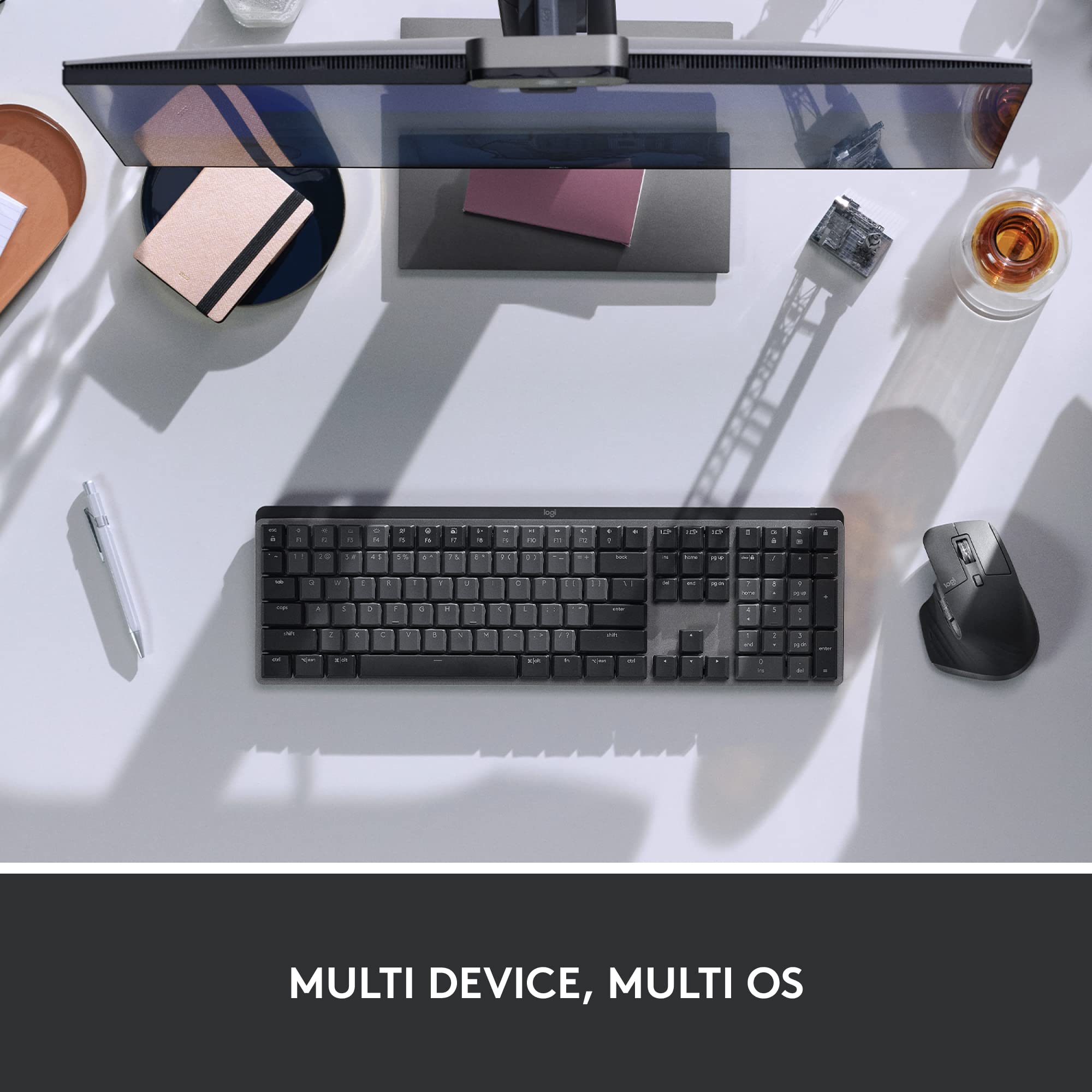 Logitech MX Mechanical Full-Size Wireless Illuminated Keyboard with Linear Switches & MX Master 3S Performance Wireless Mouse Bundle - Compatible with macOS, Windows, Linux, iOS, Android - Perfect for Office Work, Gaming, and Creative Professionals