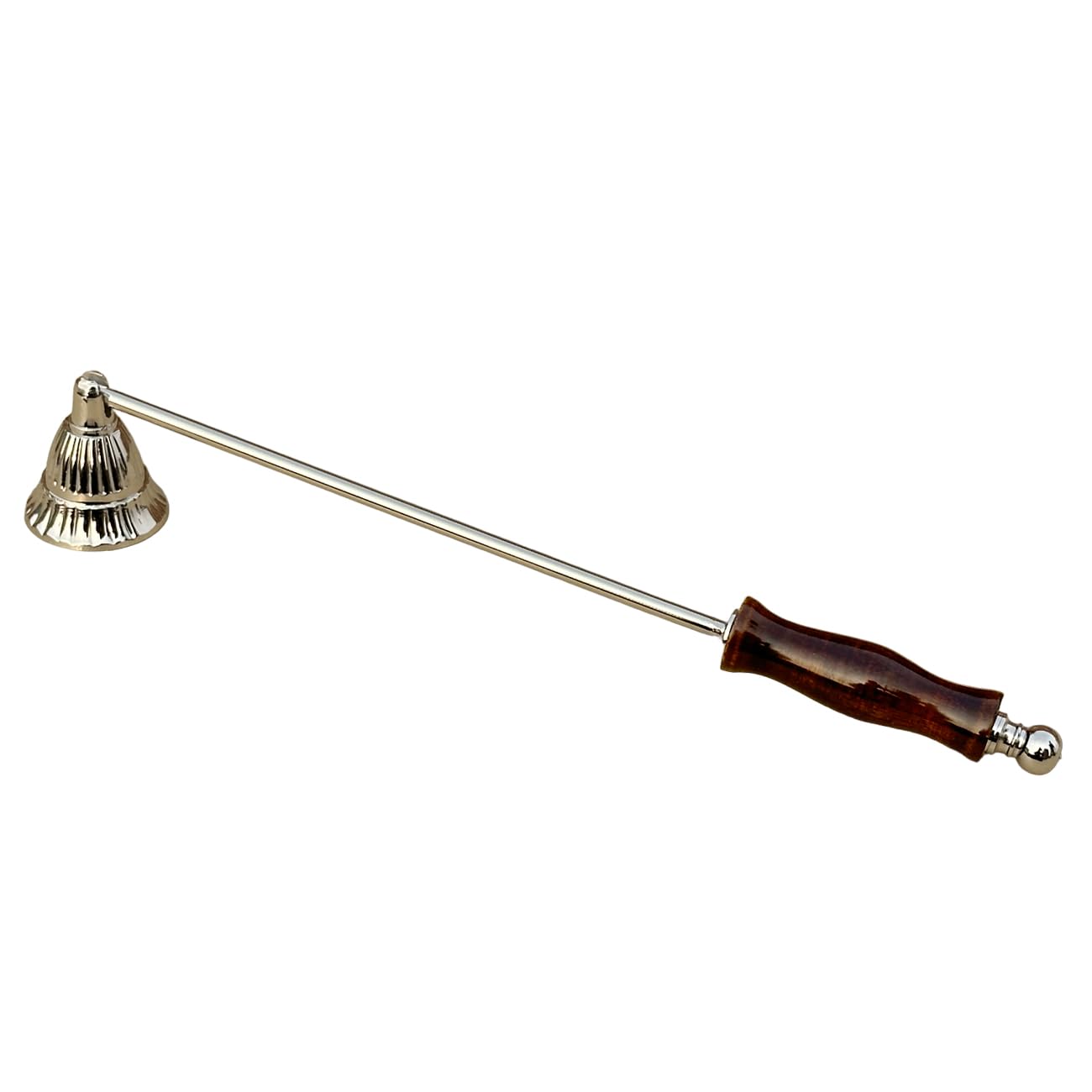 Handmade Solid Brass Candle Snuffer with Wooden Handle - Silver Plated Candle Extinguisher for Home Decor, Wedding, Spa & Relaxation - Classic Gold Wick Candlesnuffer Gift for Candle Lovers