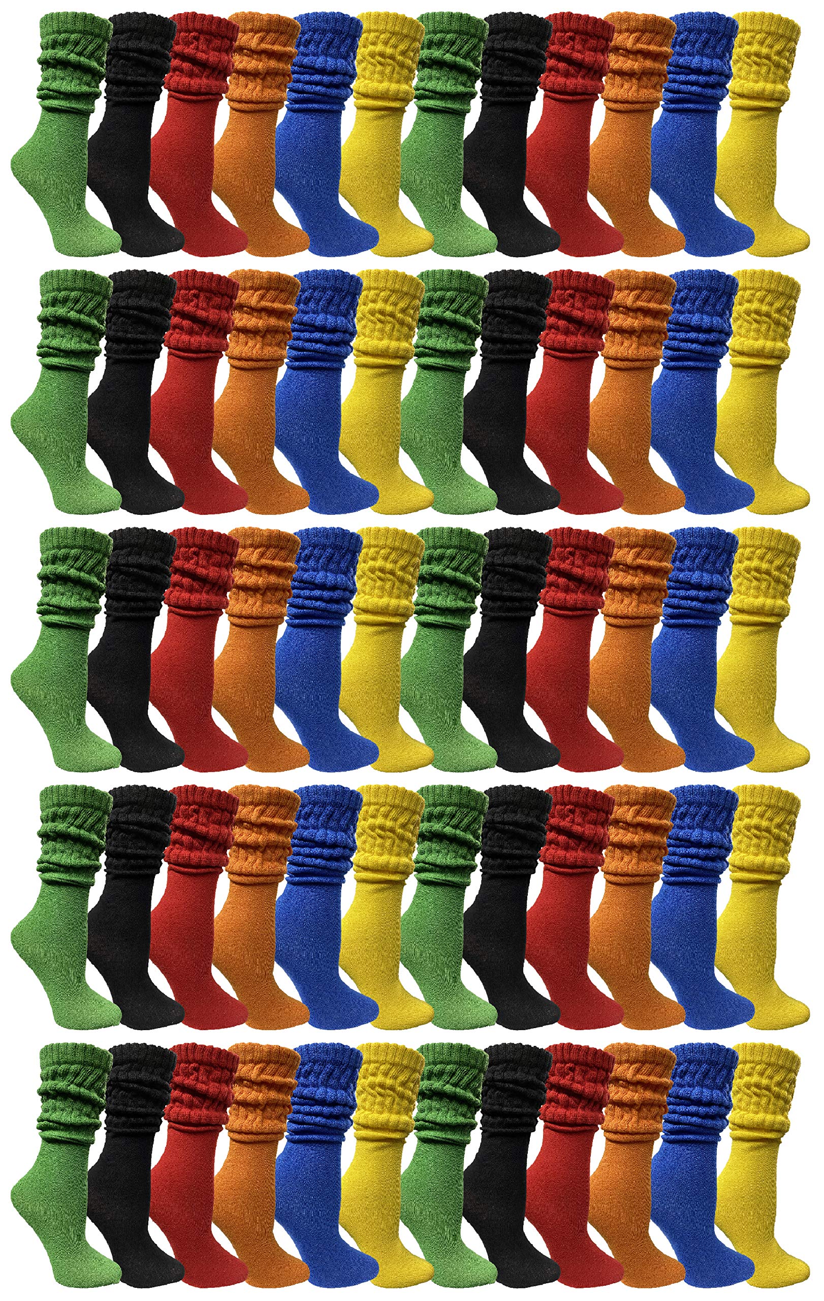 Yacht & Smith 120 Pack Women's Cotton Slouch Socks - Soft Knee High Boot Socks for Women | Comfortable Crew Socks for Winter, Fall & Casual Wear