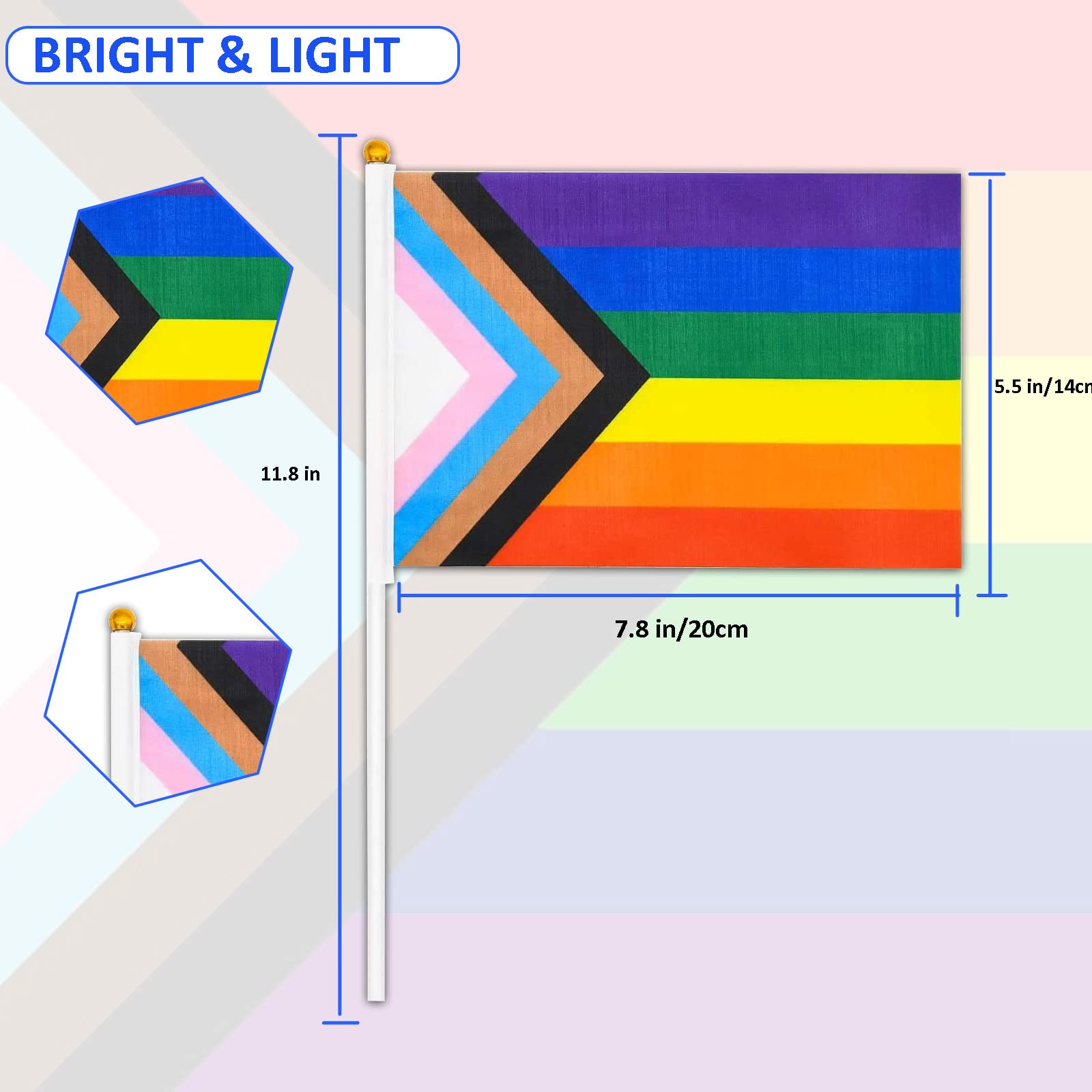 Rainbow Pride Flag Set - LGBT Accessories Kit with Handheld Flags, Wristbands, Stickers & Pins for Pride Parades, LGBTQ+ Events, Parties & Celebrations - Perfect for Pride Month, Gay Pride Marches & LGBTQ Support
