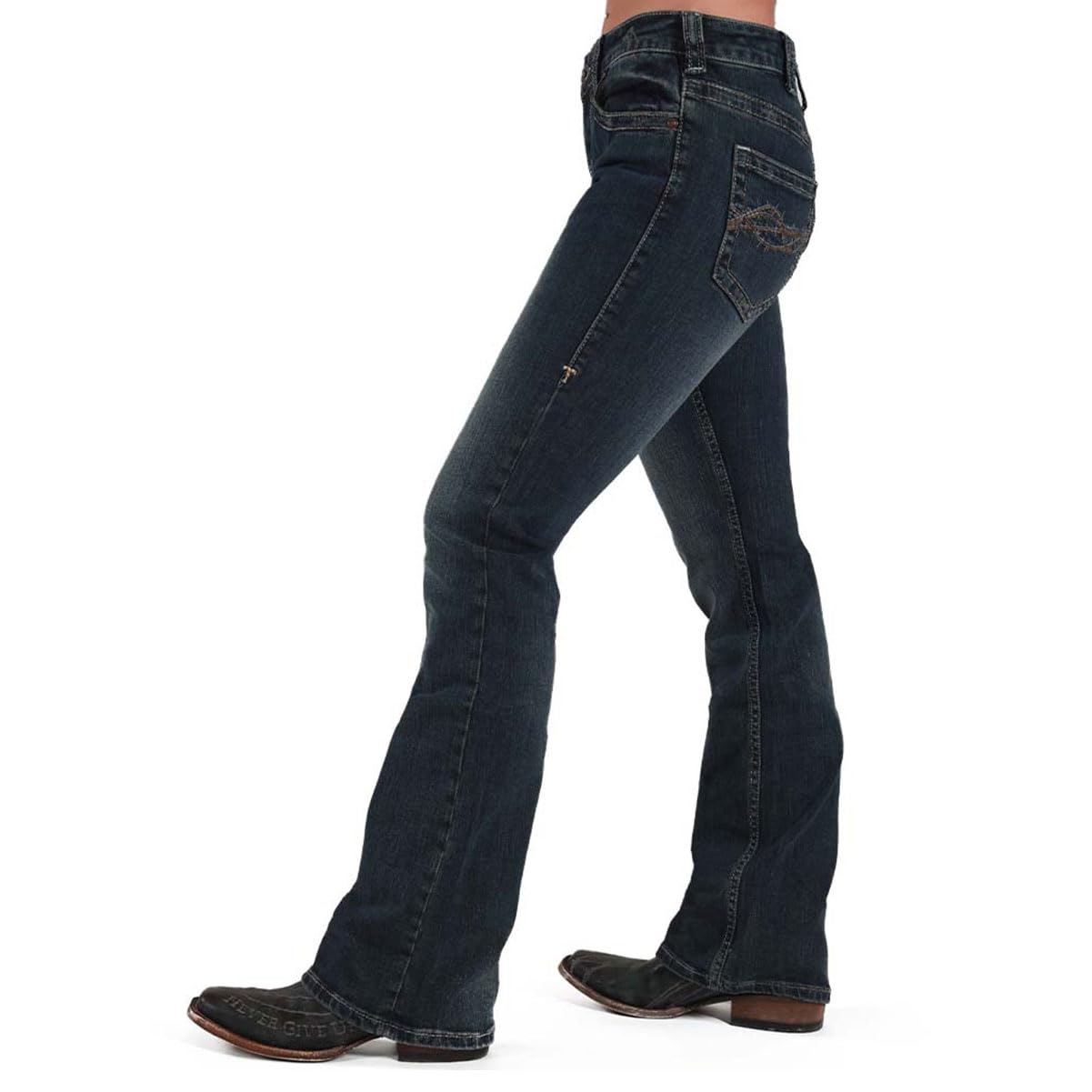 Cowgirl Tuff Women's Dark Wash Denim Jeans - High Waisted Bootcut Jeans for Western Riding & Country Style Fashion | Comfortable Stretch Jeans for Rodeo, Horseback Riding & Casual Wear