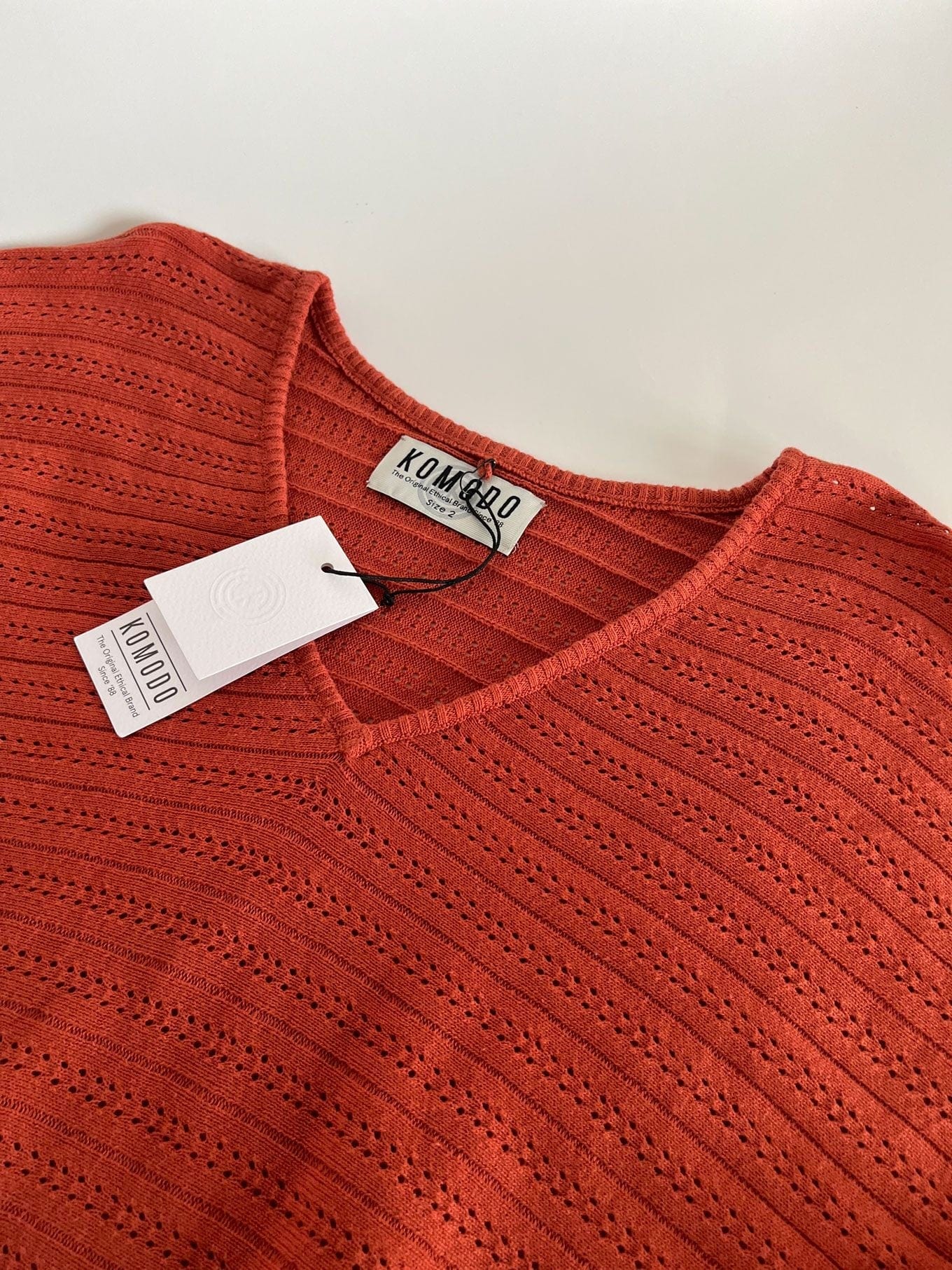 Organic Cotton Clover Women's Pointelle Knit Jumper | Soft & Breathable Clay Color Sweater | Perfect for Casual Wear, Layering & Office Outfits