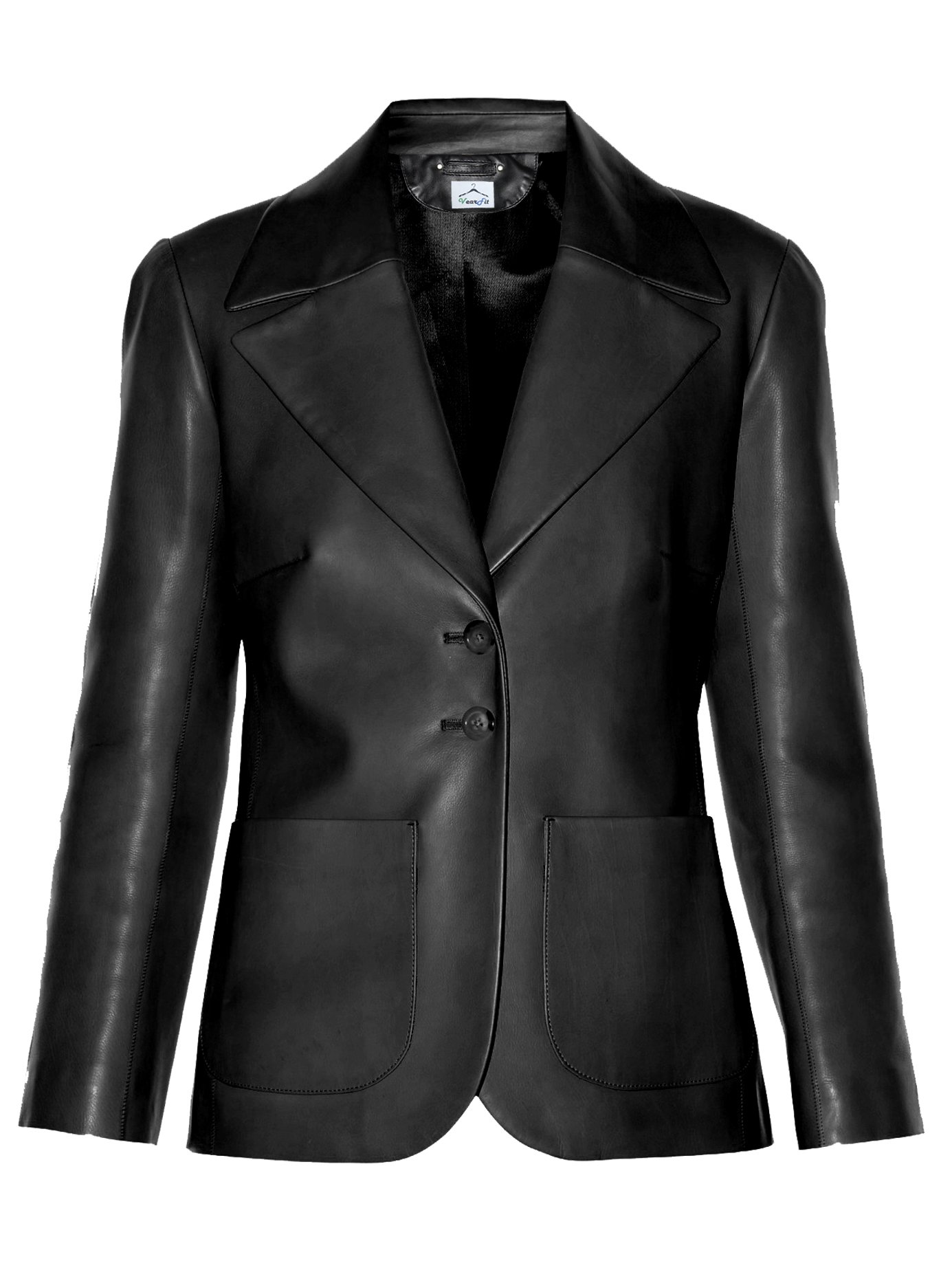 VearFit Women's Black Real Leather Blazer - Smooth Fashion Designer Coat for Business, Office & Evening Wear | Premium Outerwear for Professional & Formal Occasions