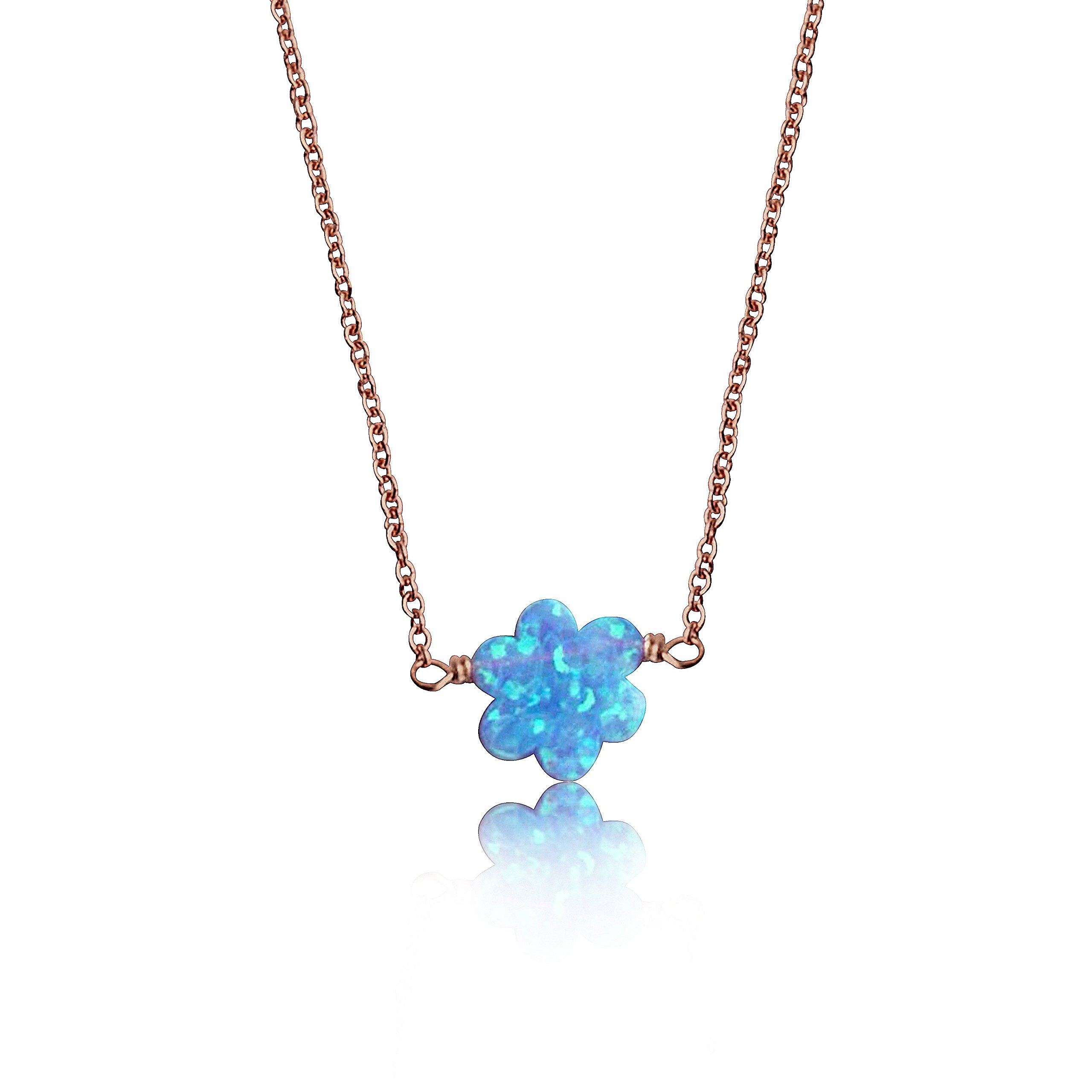 Girl's Gold Plated & Rose Gold Plated Opal Pendant Necklace - Elegant Jewelry Gift for Teens & Women - Perfect for Birthdays, Prom & Special Occasions