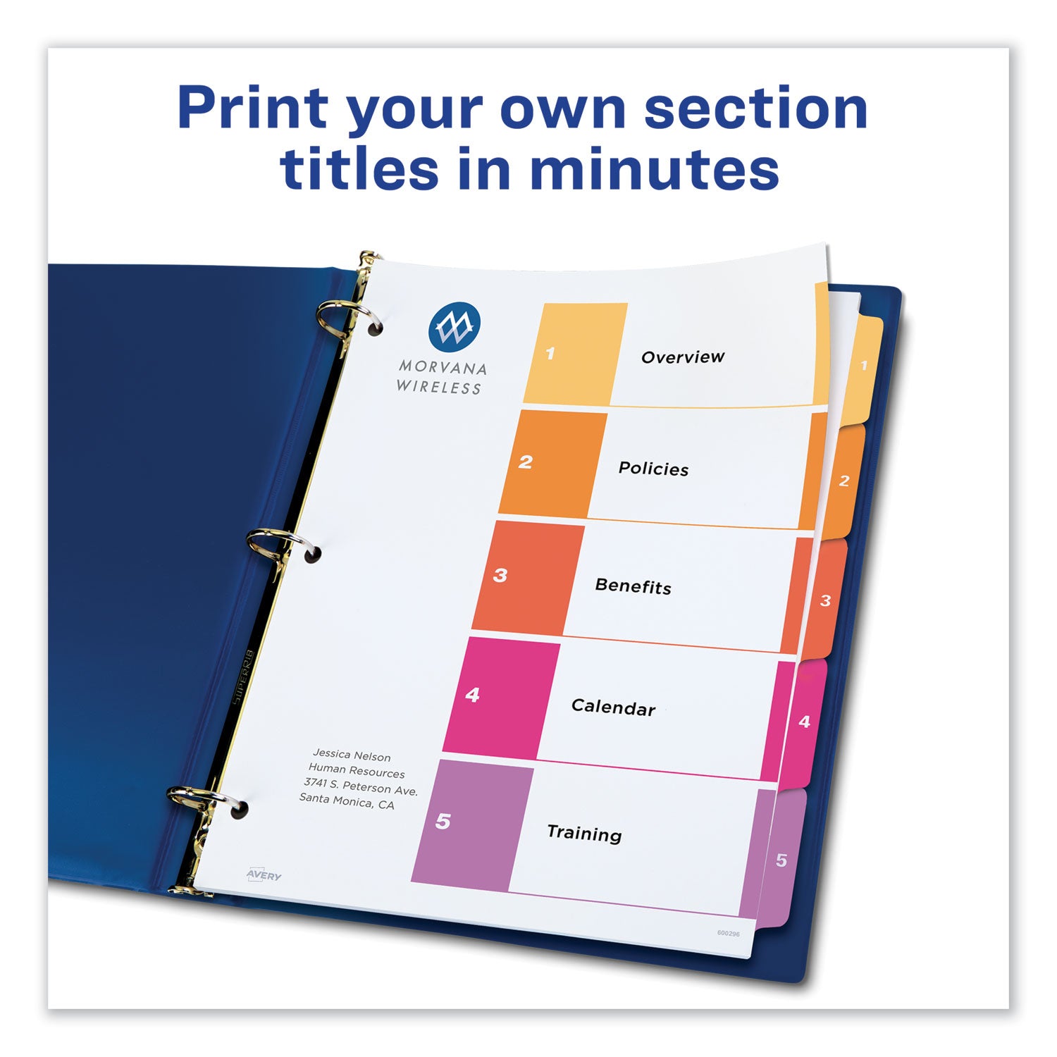 Avery Customizable TOC Ready Index Multicolor Tab Dividers - 5 Tabs (1-5), 11 x 8.5 Inches, White with Traditional Color Tabs - Perfect for Office Organization, School Binders & Document Filing Systems