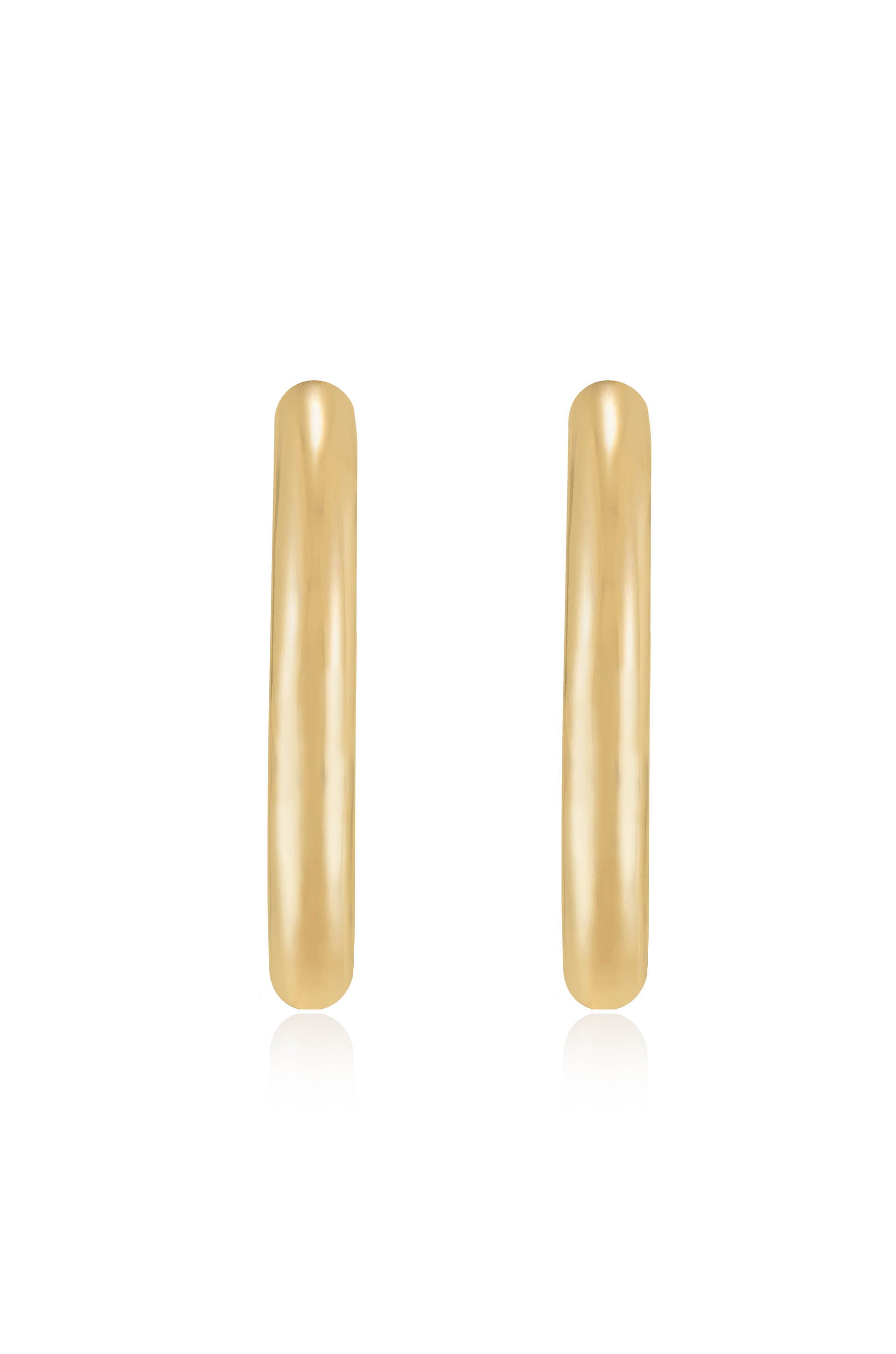 Mara Elongated Hoop Earrings for Women - 14K Gold Plated Dangle Hoops - Trendy Minimalist Jewelry for Everyday Wear & Special Occasions