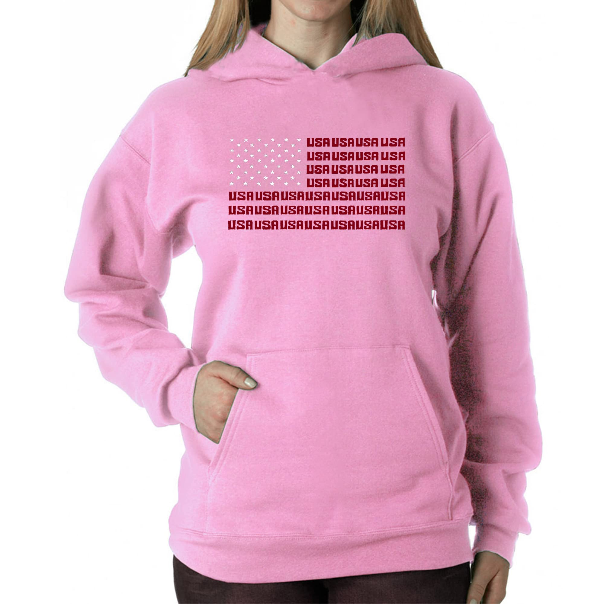 USA Flag Women's Hooded Sweatshirt - Pop Art Style for Casual Wear