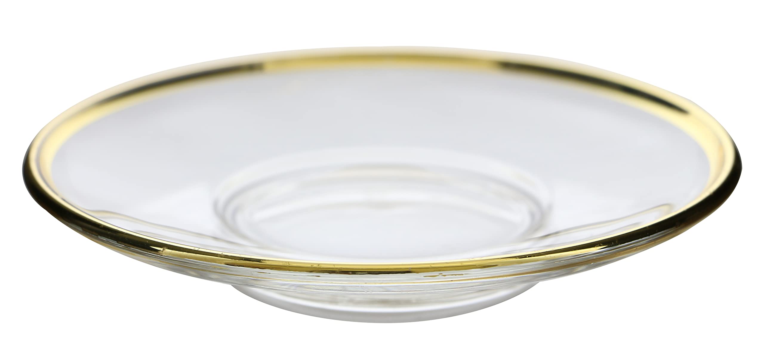 Premium Italian Glass Tea Cups and Saucer Set - 6 Piece Elegant Gold Trimmed Tea Set for Afternoon Tea, Gifts & Home Decor