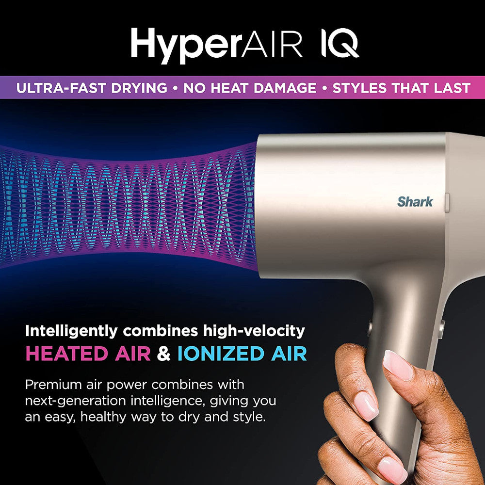 SHARK HyperAIR Fast Drying Hair Dryer with IQ 2-in-1 Concentrator - Professional Blow Dryer for Salon-Quality Results at Home - Perfect for Daily Styling & Quick Drying - HD102C