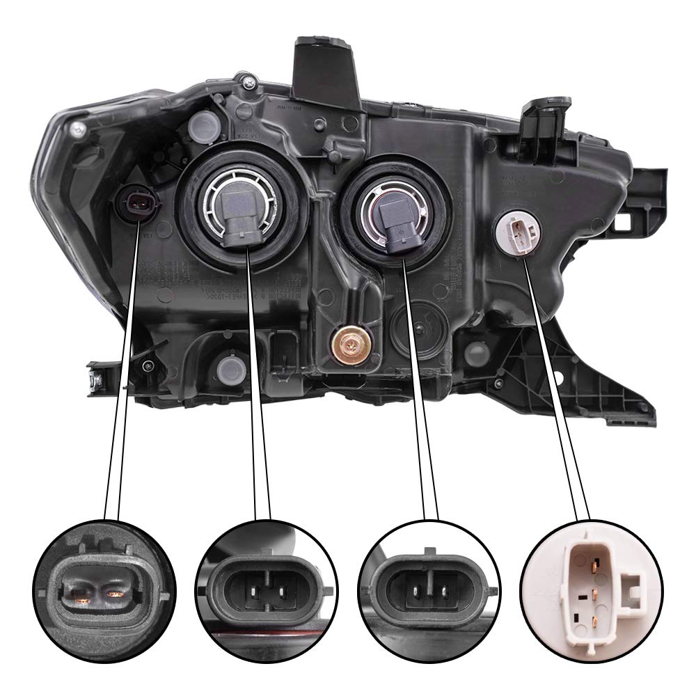 Brock Aftermarket Replacement Driver Left Halogen Headlight Assembly for 2019-2023 Toyota Tacoma - No LED DRL, Fog Light Compatible | Perfect for Night Driving & Off-Road Adventures