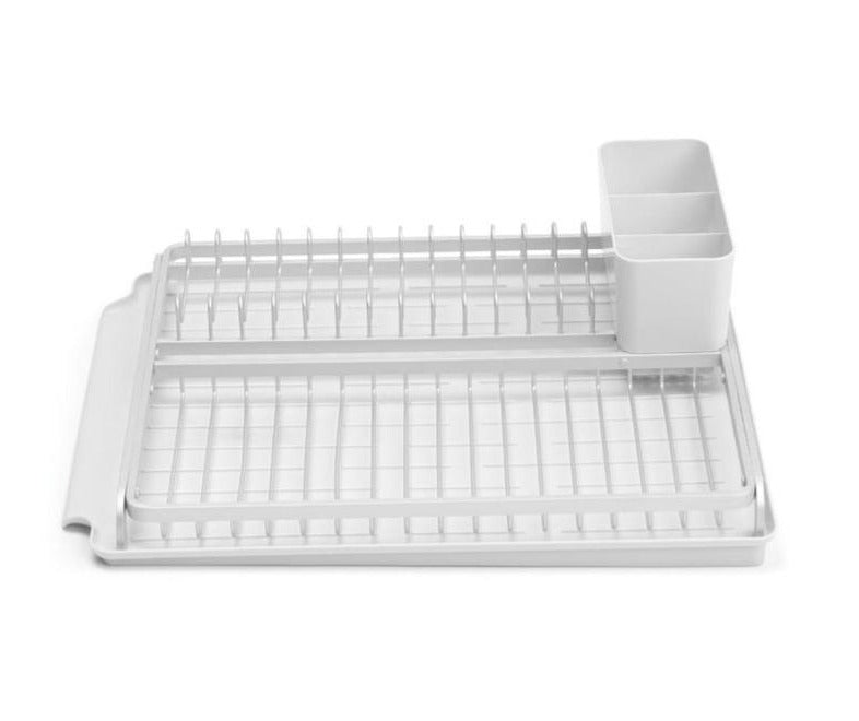 Stainless Steel Dish Drying Rack for Kitchen Countertop - Light Grey Space Saving Dish Drainer for Plates, Cups & Utensils - Perfect for Small Kitchens & Apartments