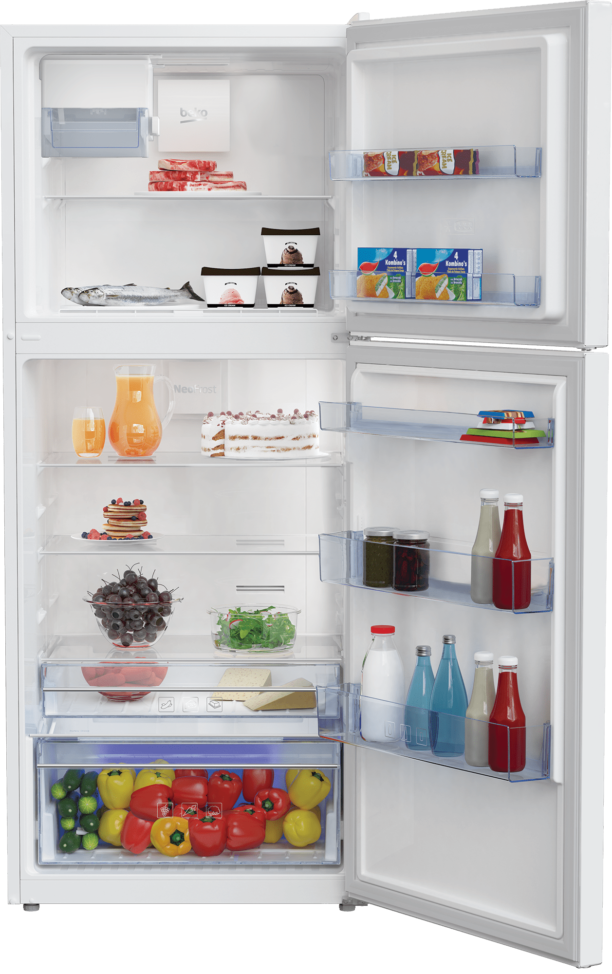 Beko BFTF2716WHIM 28 Inch Top Freezer Refrigerator with Automatic Ice Maker - White | Energy Efficient, Spacious Design for Kitchen, Office, or Dorm Room