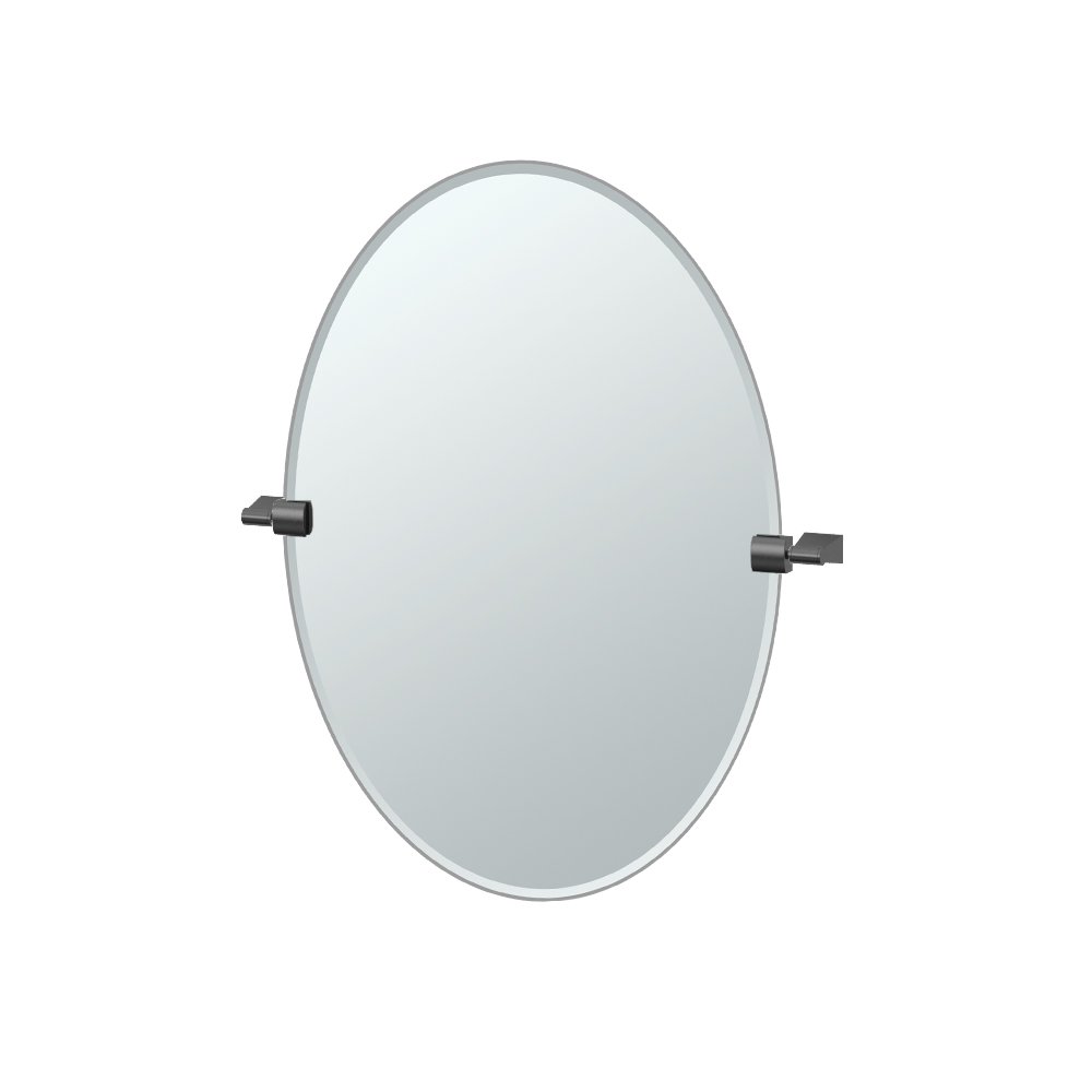 Gatco 4719MX 26.5-inch Oval Bathroom Mirror with Matte Black Frame - Perfect for Modern Vanities, Powder Rooms & Contemporary Home Decor