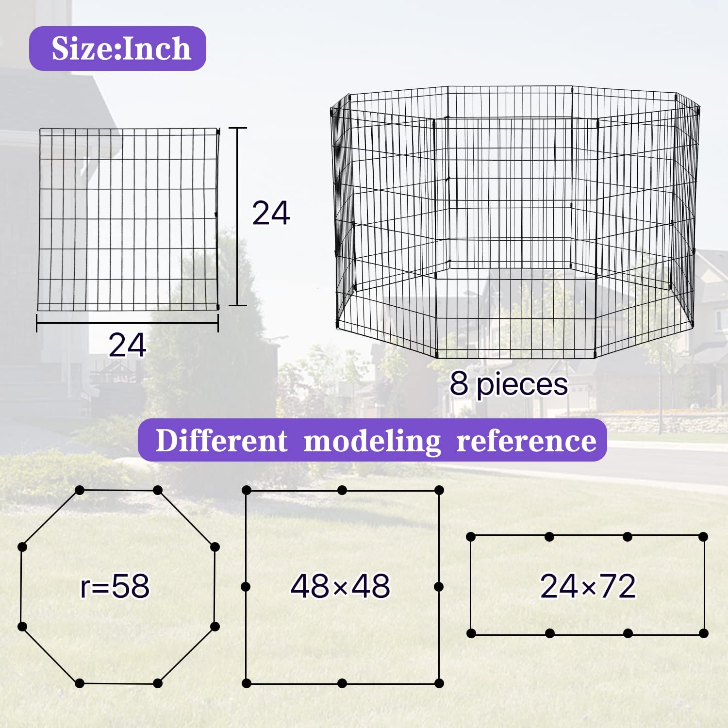 Foldable Metal Dog Playpen - 8 Panel 24