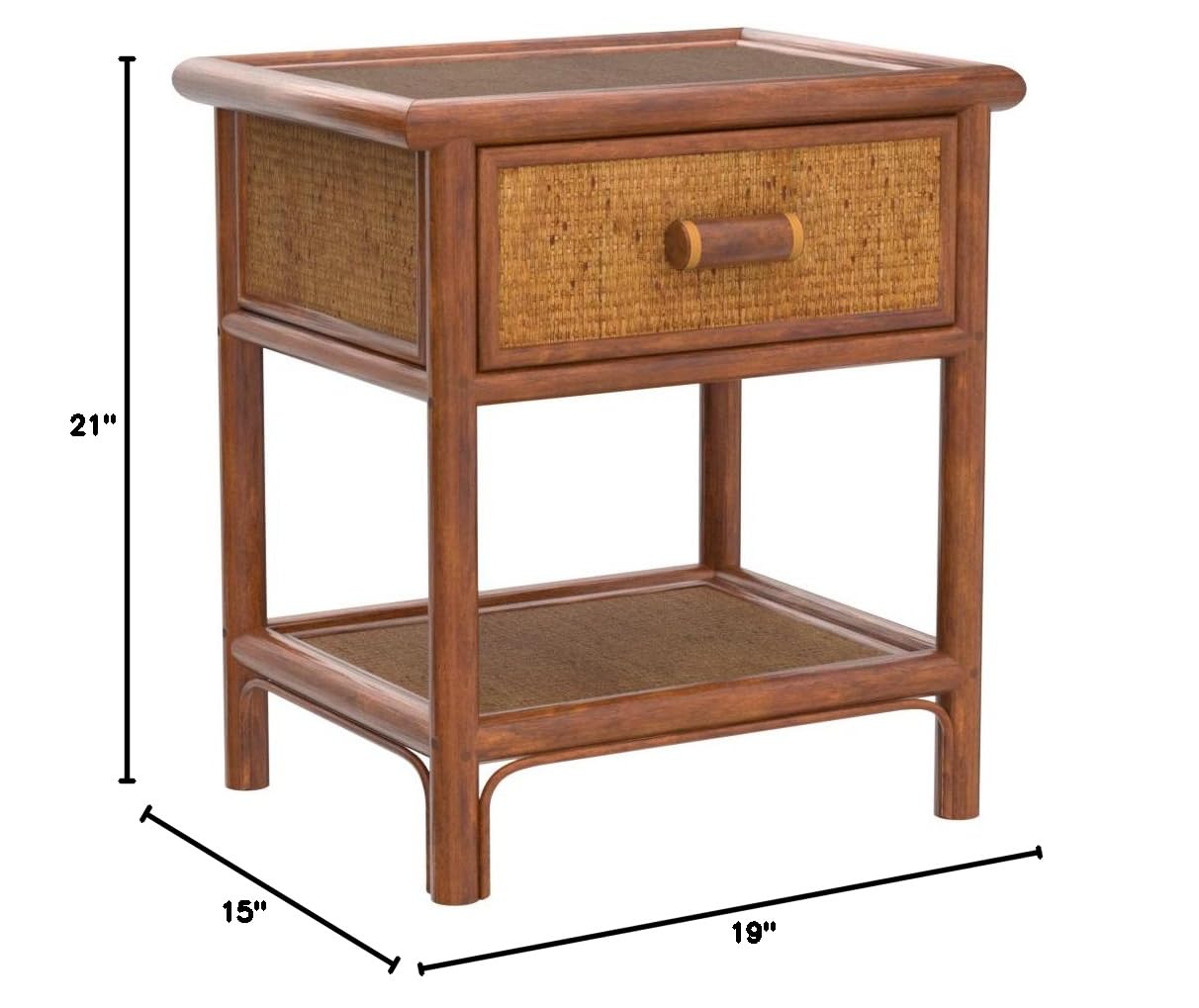 Handmade Natural Rattan Nightstand with 1 Drawer - Boho Bedside Table for Bedroom, Living Room & Dorm - Eco-Friendly Woven Storage Furniture