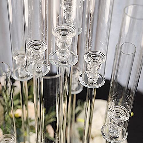 47-Inch Clear 10-Arm Crystal Glass Candelabra Chandelier - Elegant Votive Candle Holder for Wedding Centerpieces, Party Decorations, and Home Lighting Fixtures - Perfect for Dining Room, Church, and Special Event Decor