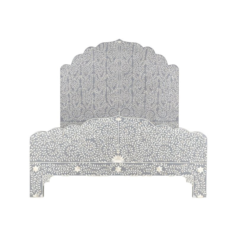Handmade Mother of Pearl and Bone Inlay Maharaja Style King Size Bed - Luxury Bedroom Furniture for Master Suite, Guest Room, or Hotel Decor