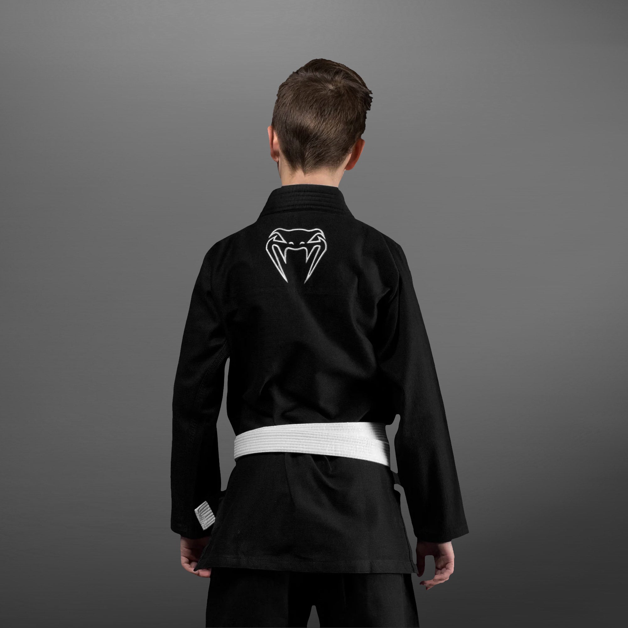 Venum Contender Kids BJJ Gi - Brazilian Jiu Jitsu Uniform for Children with Free White Belt - Black Martial Arts Training Gear for Youth MMA & Grappling Practice