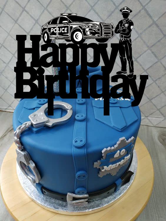 Police Officer Birthday Cake Topper - Perfect for Public Safety Themed Parties, Father's Day or Son's Birthday Celebration | Ideal for Cakes, Cupcakes & Desserts