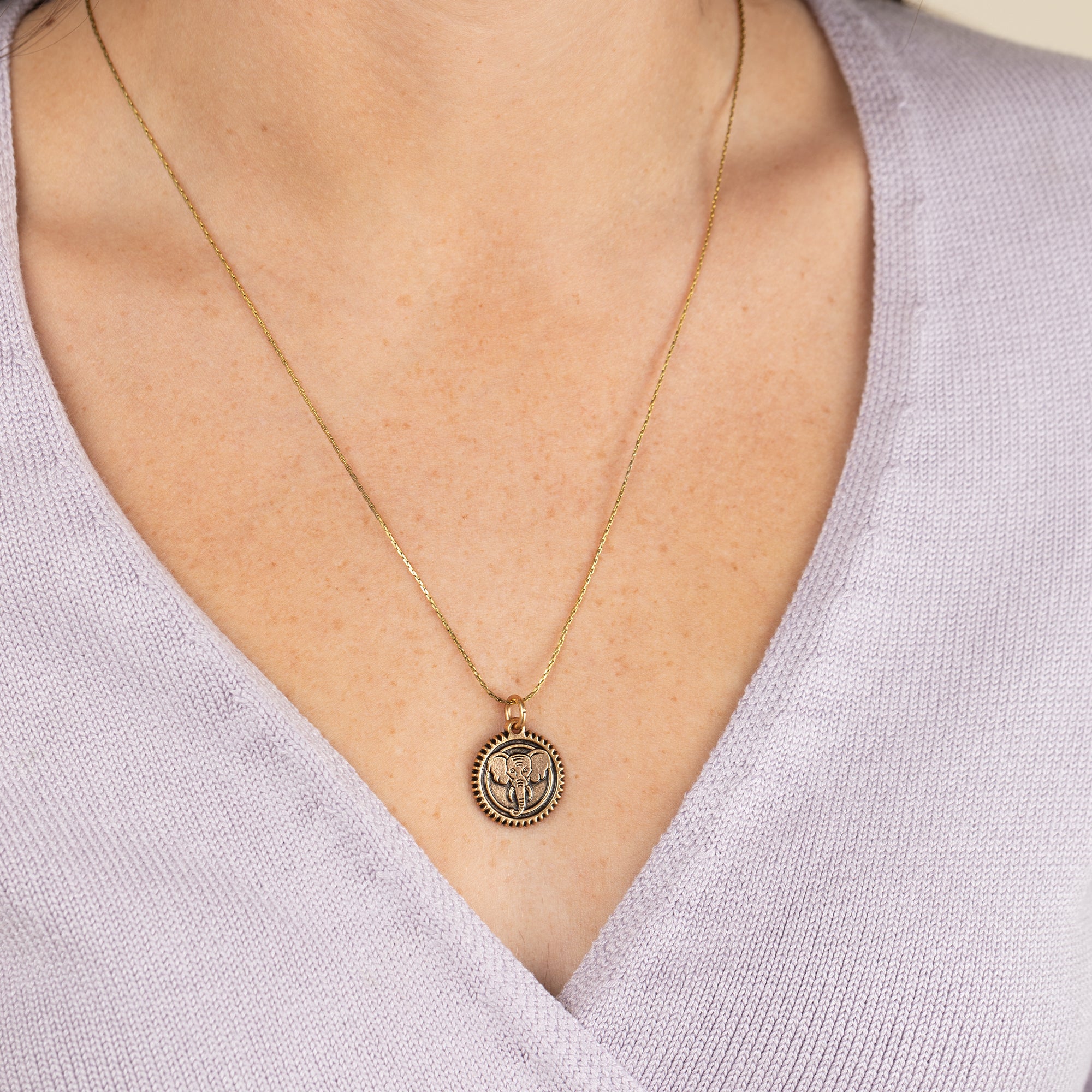 Elephant Embossed Charm Necklace - Sterling Silver Animal Jewelry for Women - Perfect Gift for Elephant Lovers, Birthday & Anniversary - Boho Style Layering Necklace for Everyday Wear
