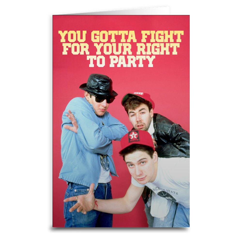 Beastie Boys Fight for Your Right Vintage Greeting Card - Perfect for Birthdays, Anniversaries & Music Fans | Unique Retro Gift for Collectors & Pop Culture Enthusiasts