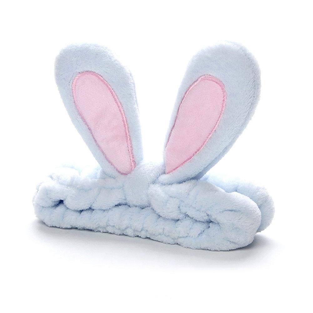 Clara Tracy KV2C Blue Rabbit Ears Face Wash Strap - Acrylic Headband for Skincare, Makeup & Spa - Perfect for Washing Face, Applying Makeup & Relaxing at Home