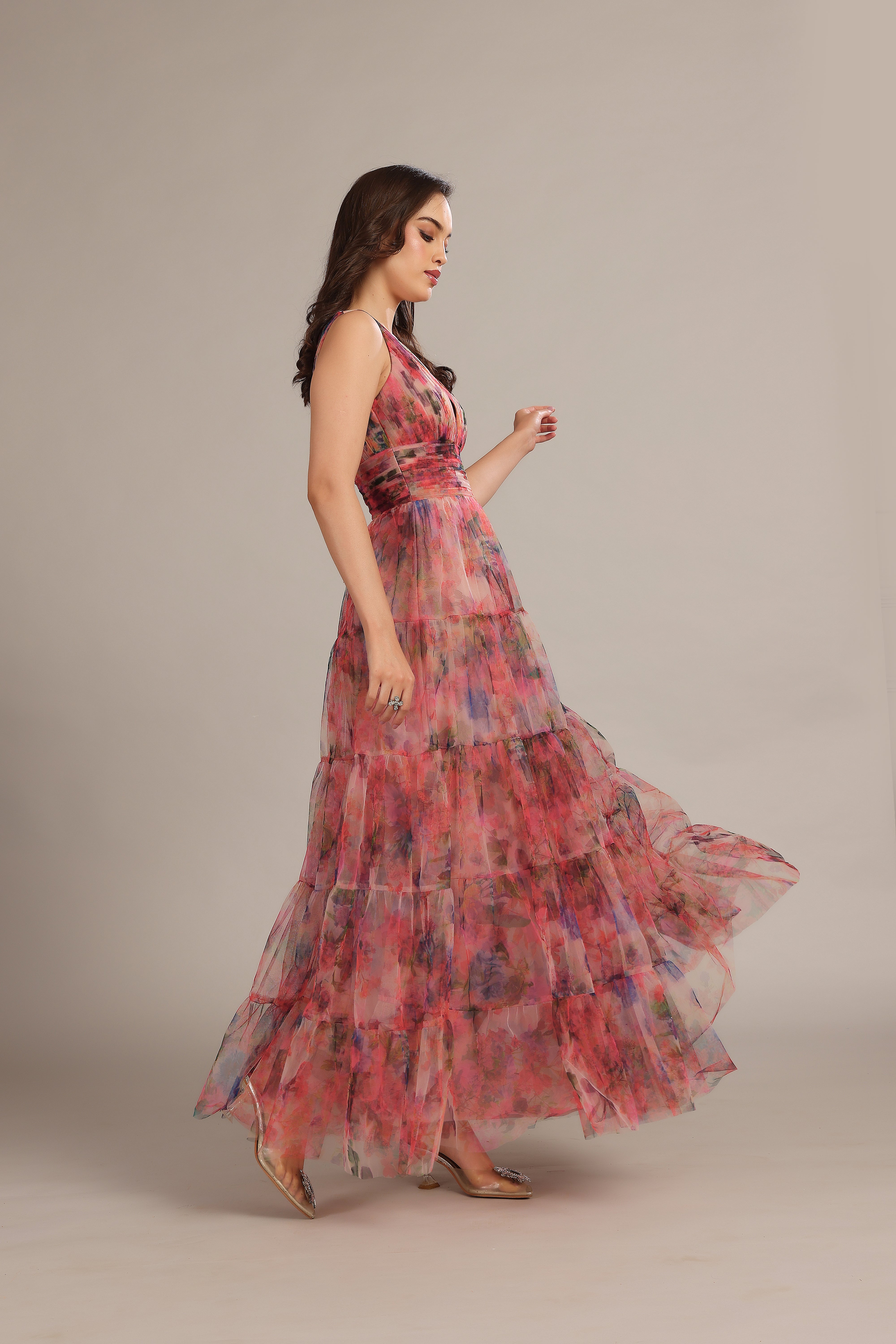 Candace Maxi Dress in Mixed Floral Print - Women's Flowy Summer Dress for Beach, Vacation & Casual Wear