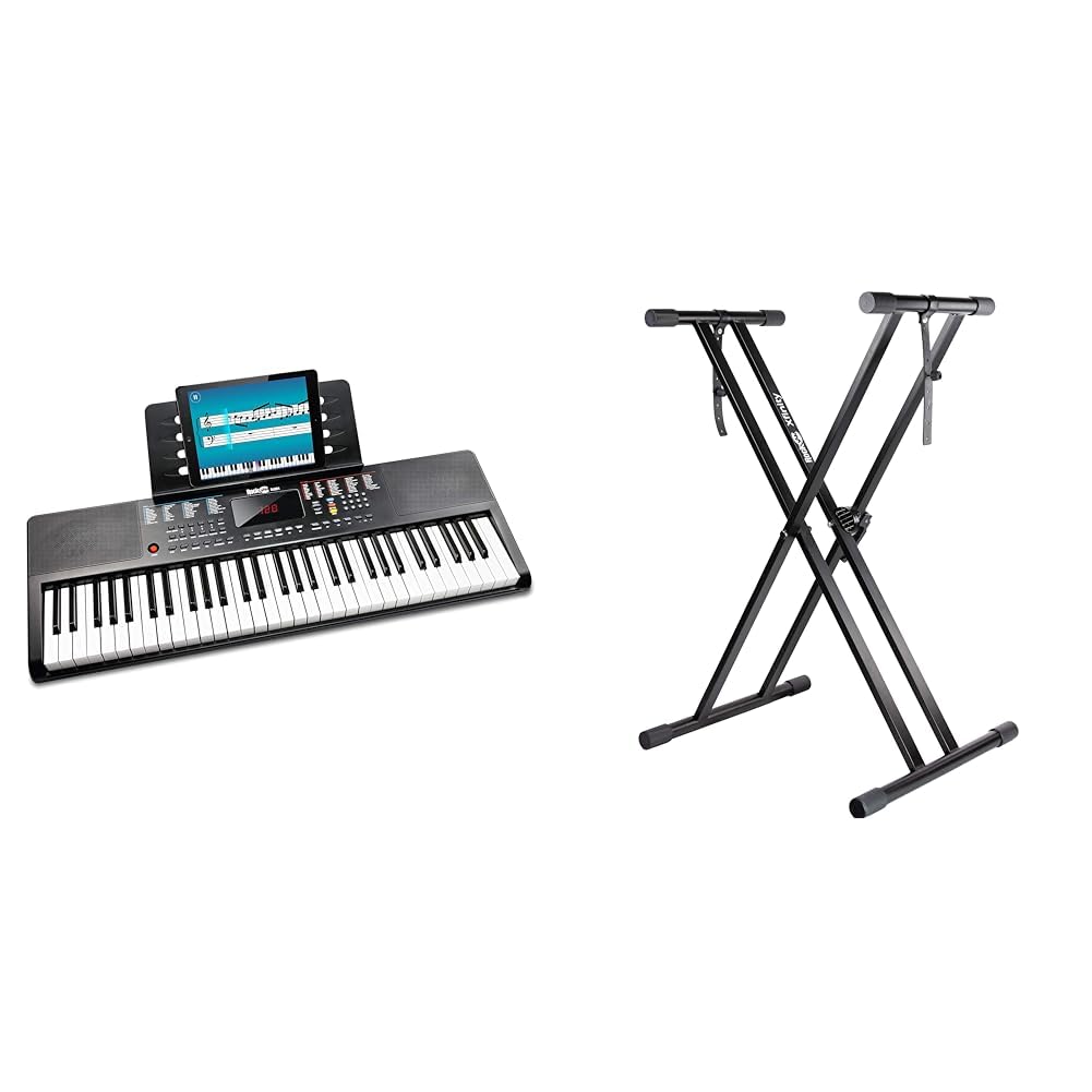 RockJam 61-Key Electronic Keyboard Piano Bundle with Stand, Power Adapter & Essential Accessories - Perfect for Beginners, Home Practice & Music Education