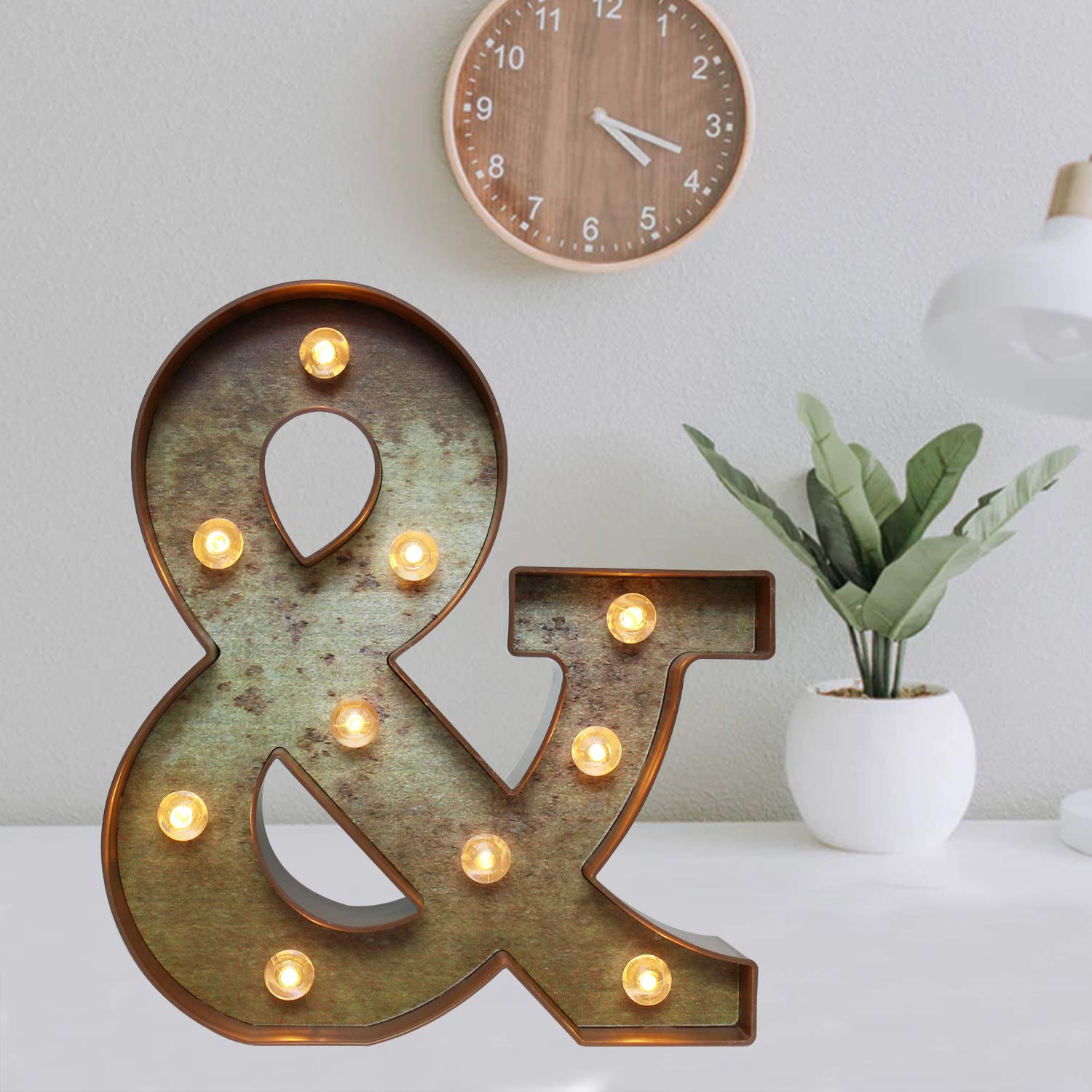 Vintage Industrial LED Light Up Letters - Rustic Iron Marquee Bar Sign Lamp with Lights for Christmas, Pub, Bistro, Party & Wall Decor - Perfect for Home, Cafe, Wedding & Night Light Decoration