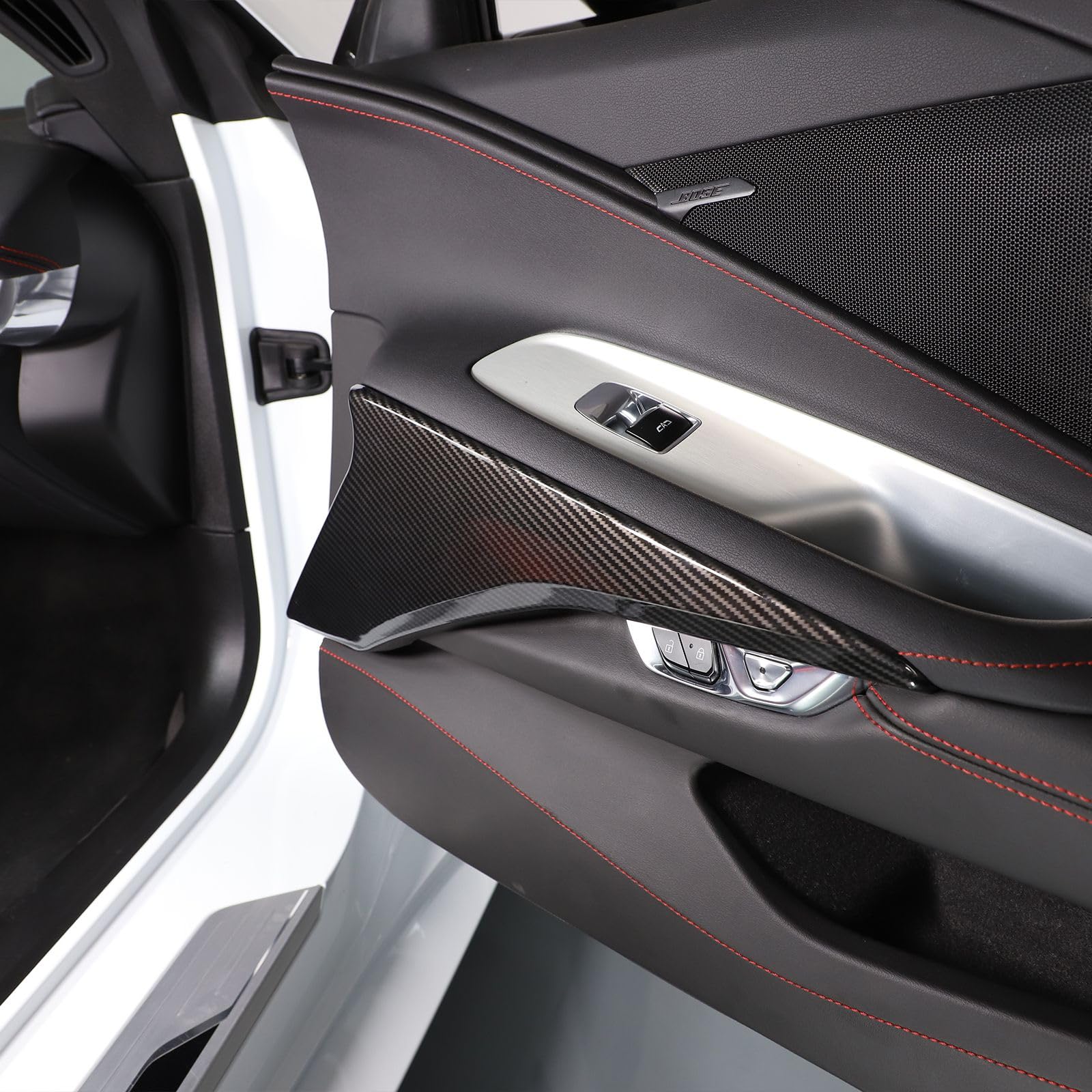Premium Carbon Fiber Car Door Panel Cover Trim for 2020-2024 C8 Corvette - Interior Protection & Style Upgrade - Perfect for Car Enthusiasts & Show Vehicles