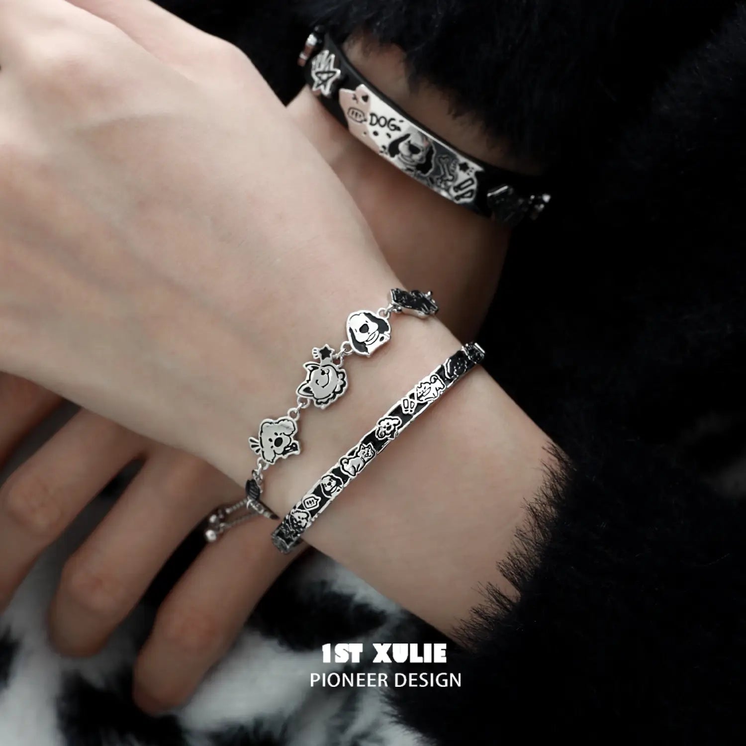 Graffiti Puppy S925 Sterling Silver Puppy Bangles Bracelets™ - Trendy Dog Lover Jewelry for Women - Perfect for Casual Wear, Gifts & Everyday Fashion Accessories