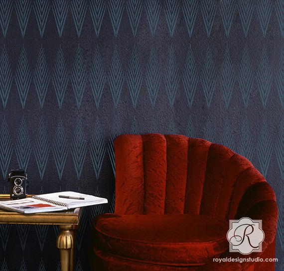 African Feathers Wall Stencil - Raven & Lily Design for DIY Home Decor, Nursery, and Living Room Accent
